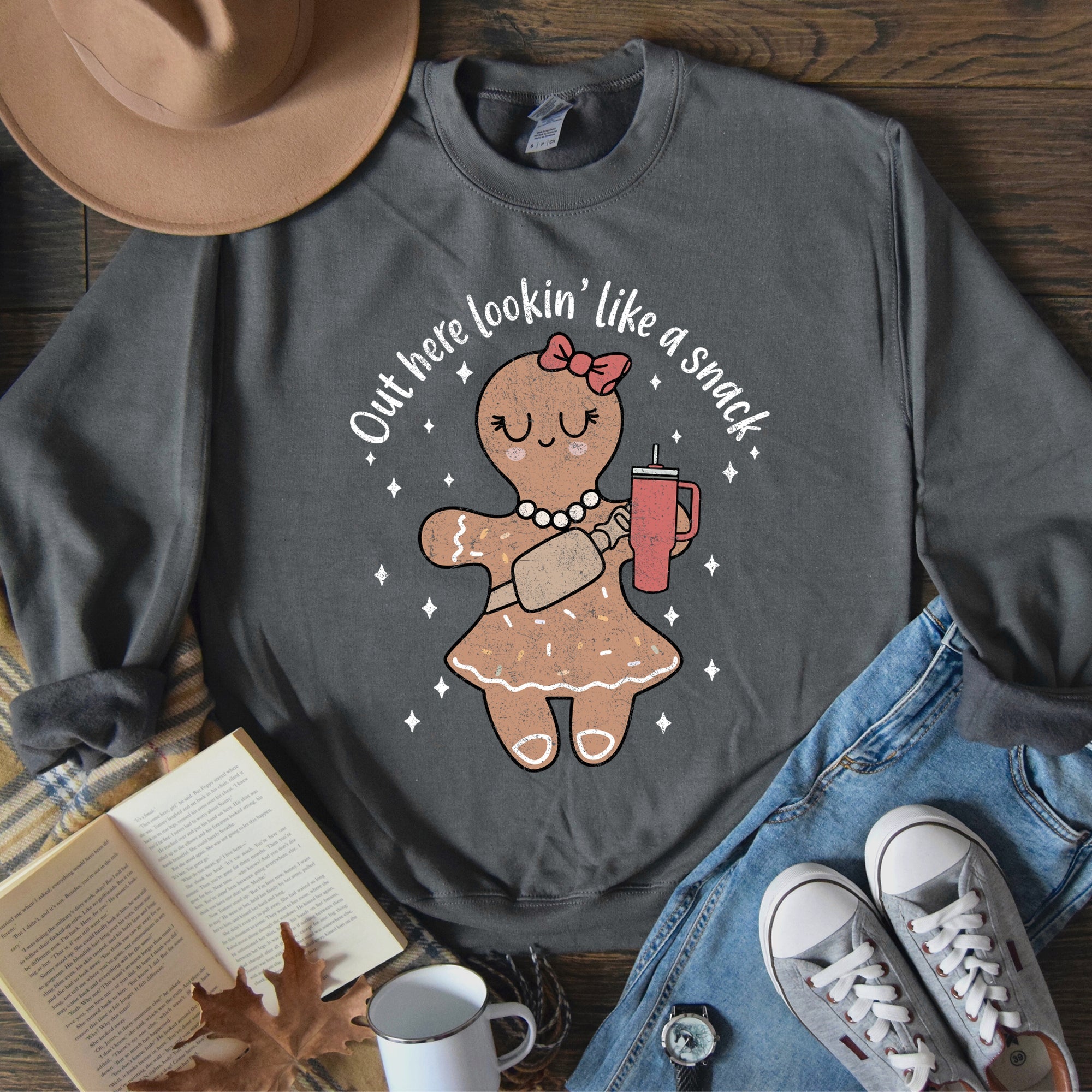 Out Here Looking Like A Snack Gingerbread Girl Stanley Christmas Cozy Festive Sweatshirt