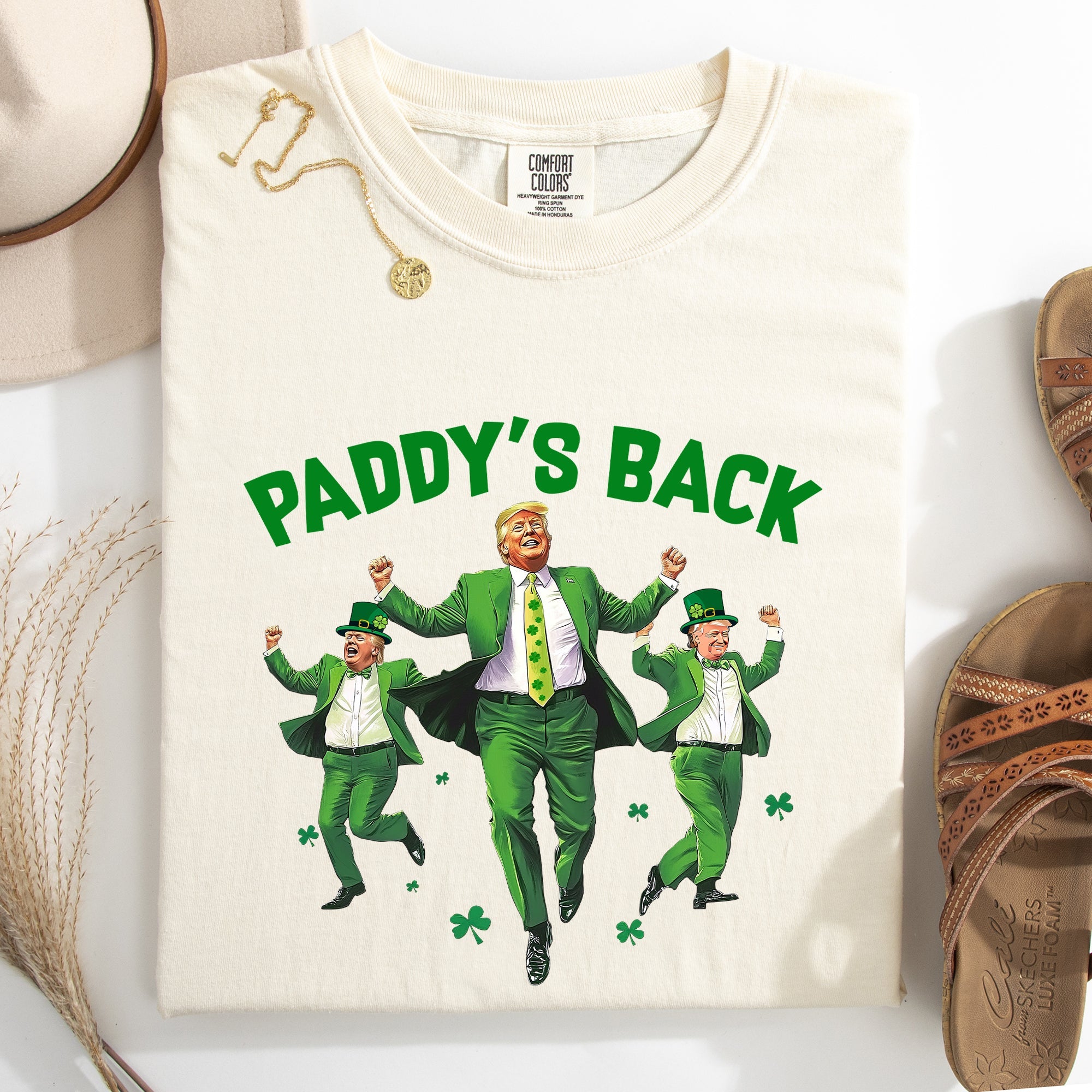 Paddy's Back Trump Politics St Patrick's Day Shamrock Clover Lucky Leprechaun Comfort Colors Tee