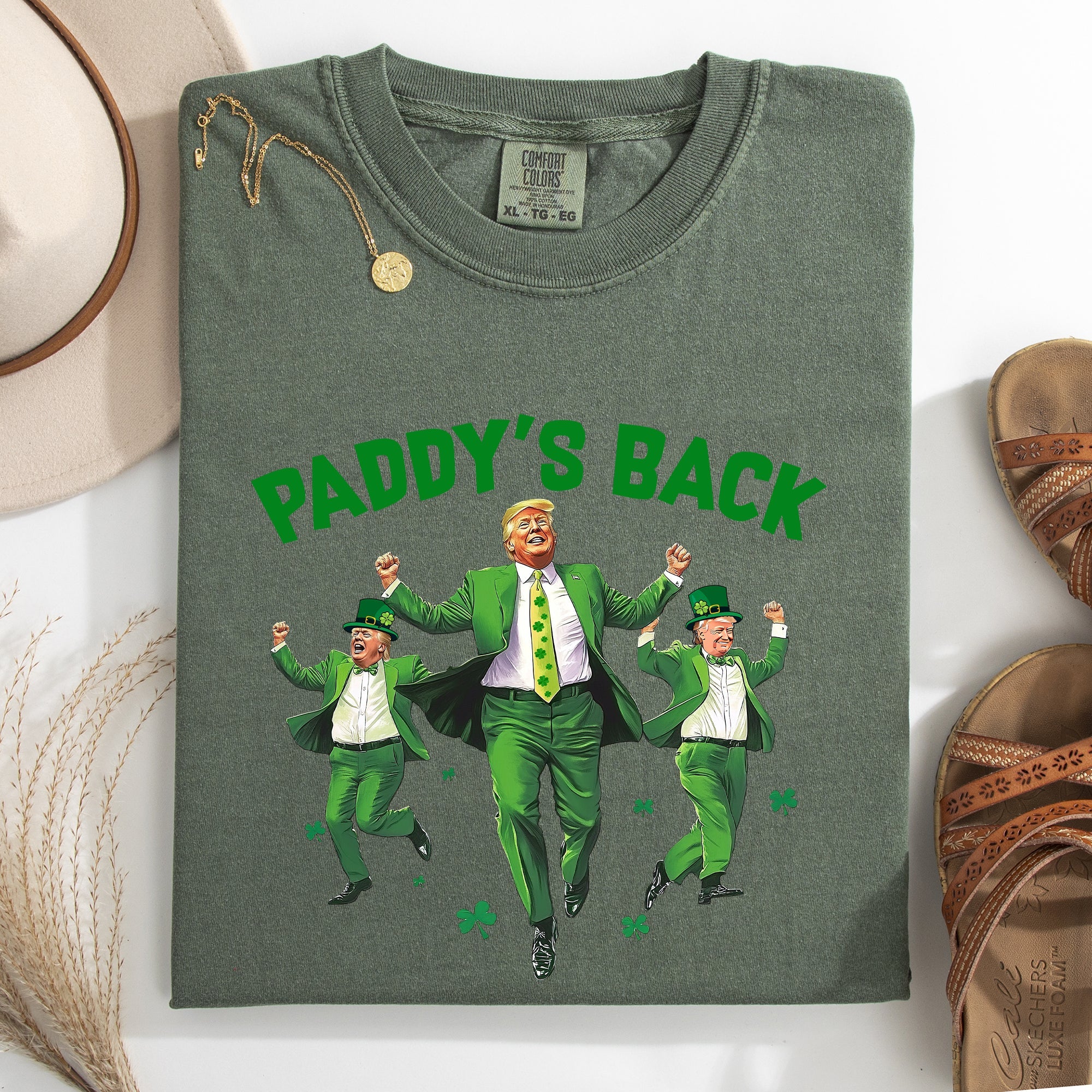 Paddy's Back Trump Politics St Patrick's Day Shamrock Clover Lucky Leprechaun Comfort Colors Tee