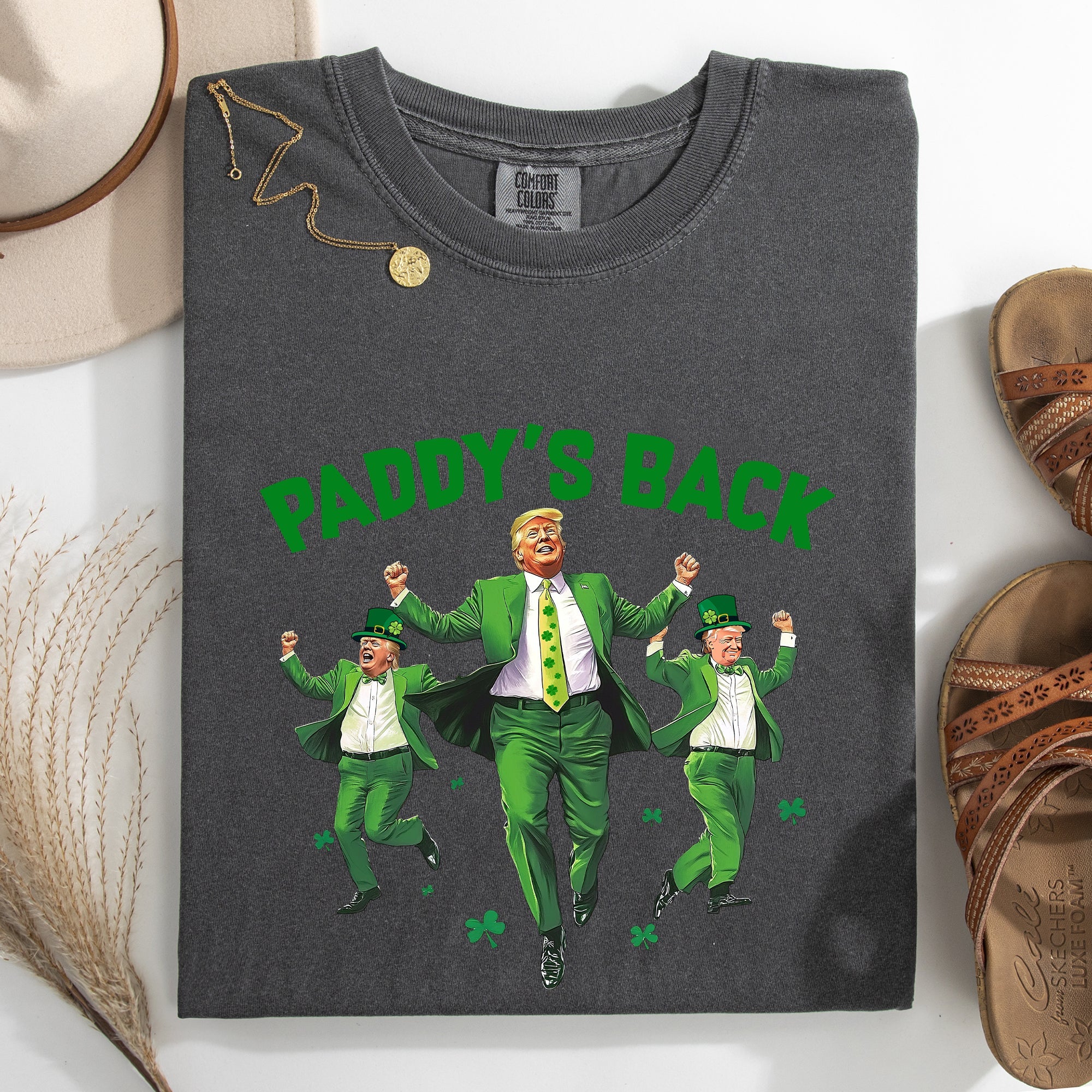 Paddy's Back Trump Politics St Patrick's Day Shamrock Clover Lucky Leprechaun Comfort Colors Tee