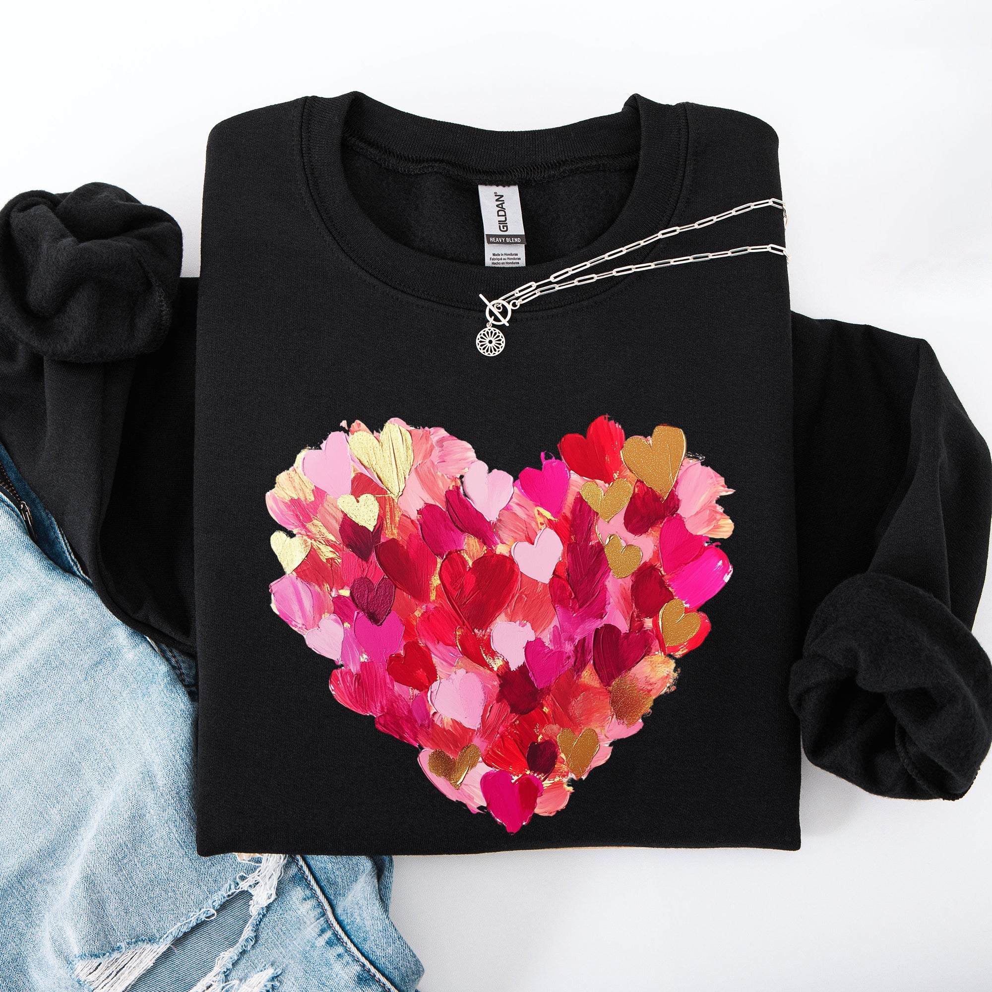 Painted Heart Valentine's Day Colorful Love Graphic Artwork Design Collection Sweatshirt