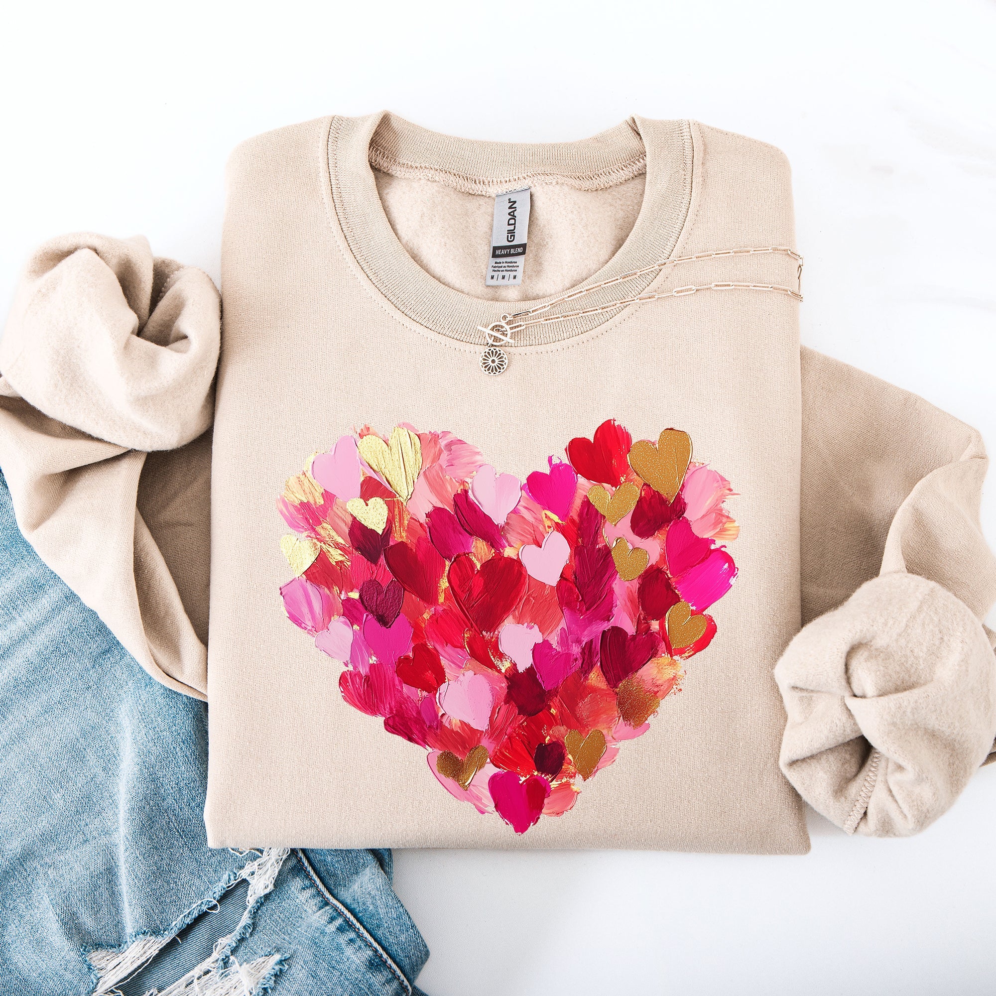 Painted Heart Valentine's Day Colorful Love Graphic Artwork Design Collection Sweatshirt