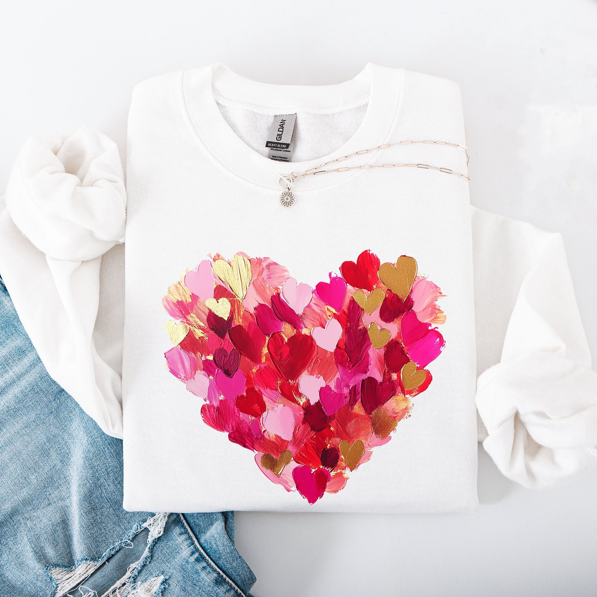 Painted Heart Valentine's Day Colorful Love Graphic Artwork Design Collection Sweatshirt