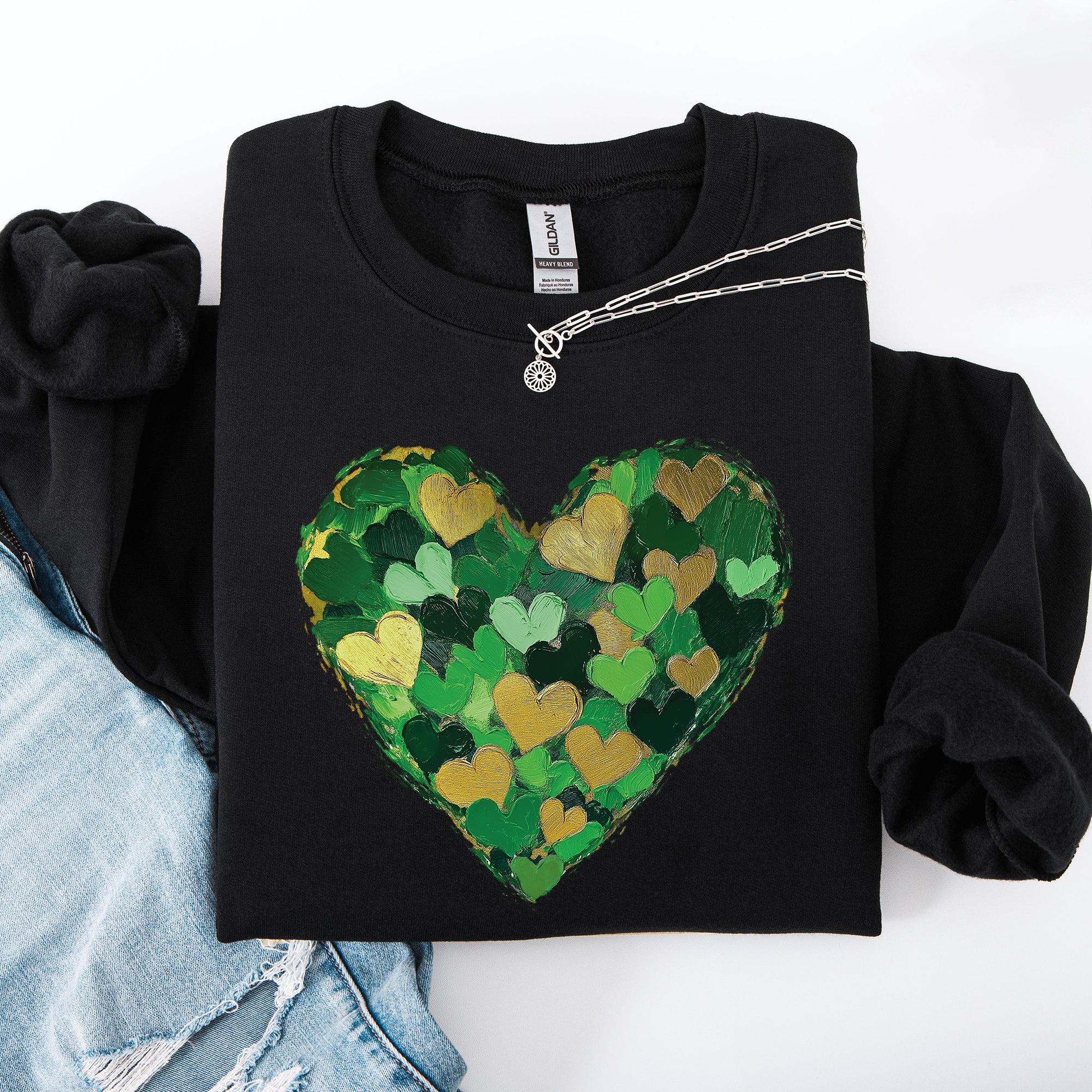 Painted Hearts, St Patrick's Day, Shamrock, Clover, Lucky, Leprechaun Sweatshirt