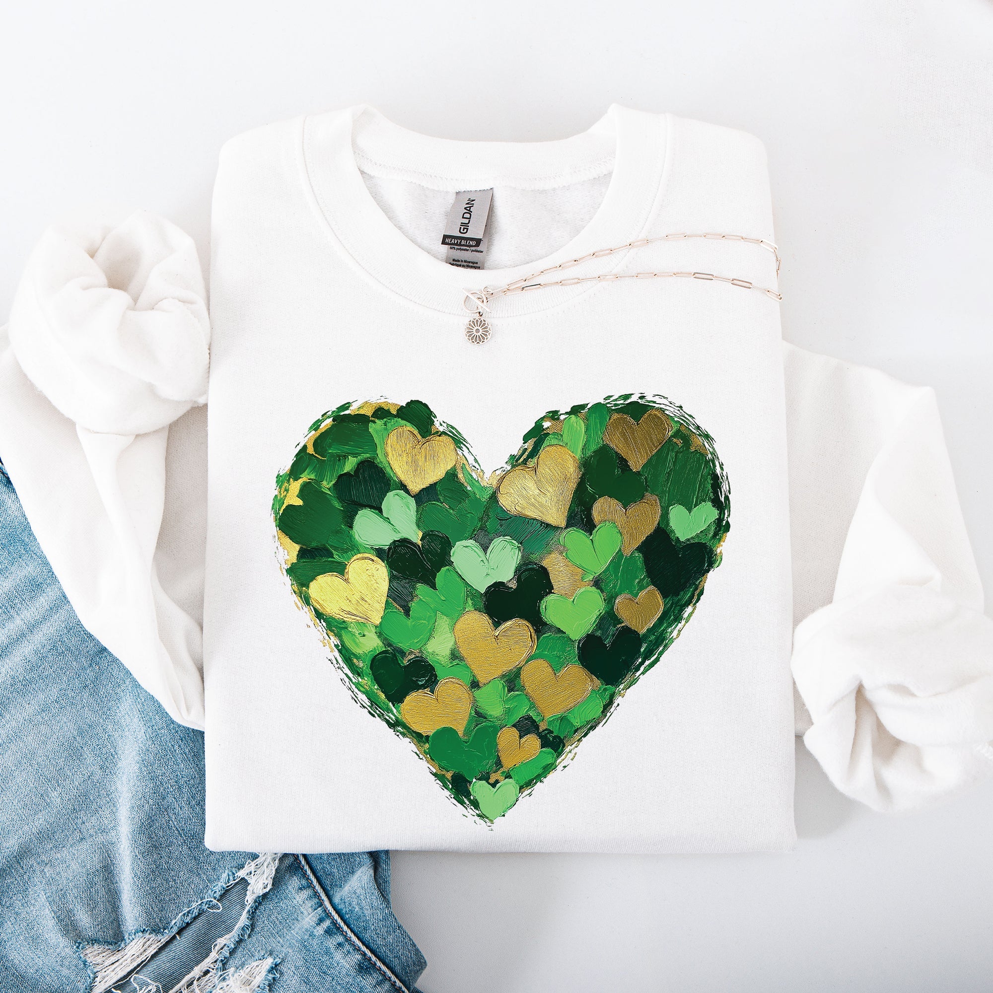 Painted Hearts, St Patrick's Day, Shamrock, Clover, Lucky, Leprechaun Sweatshirt