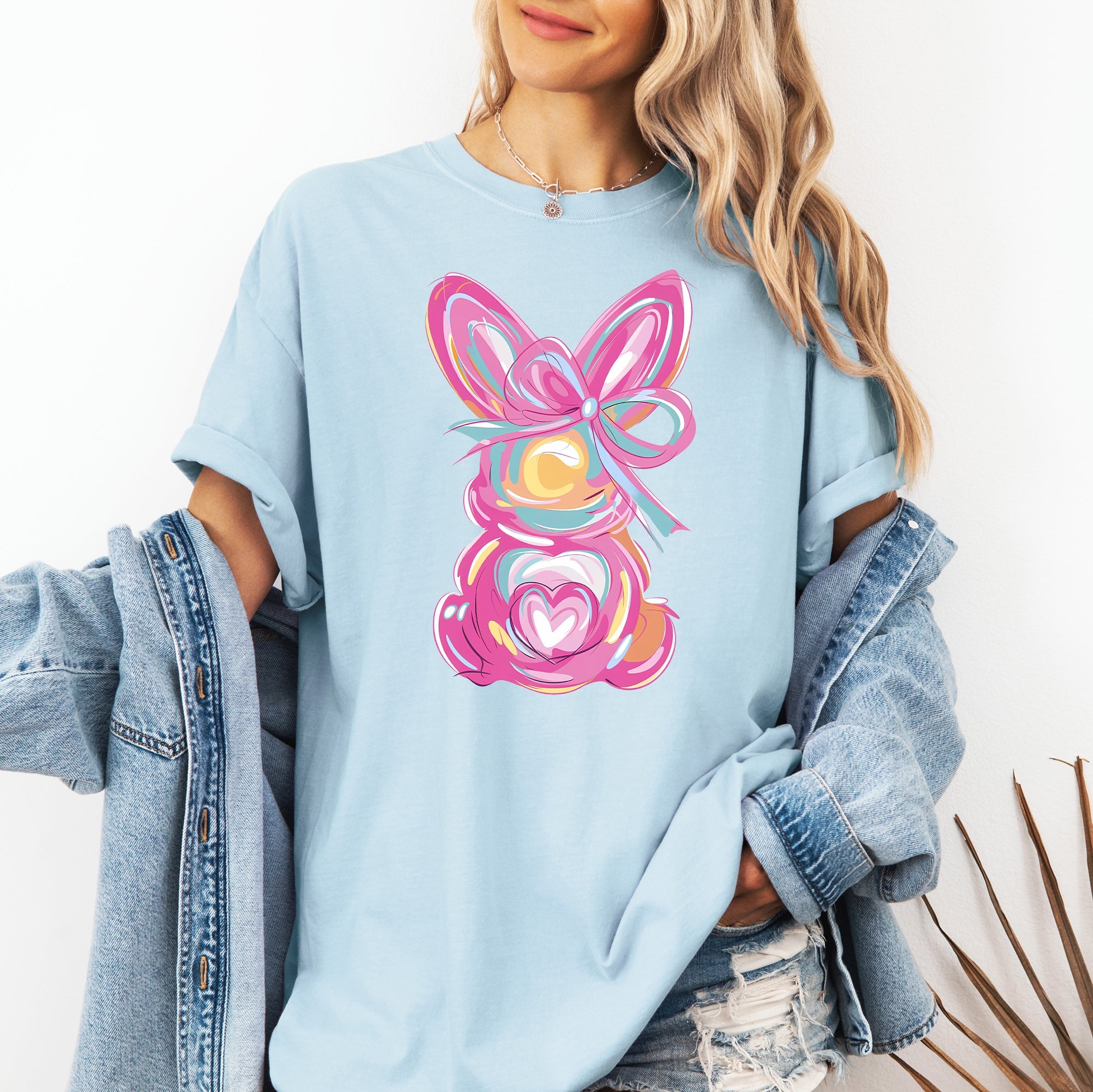 Painted Pastel Bunny Easter Jesus Rabbit Holiday Illustration With Vintage Charm Comfort Colors Tee