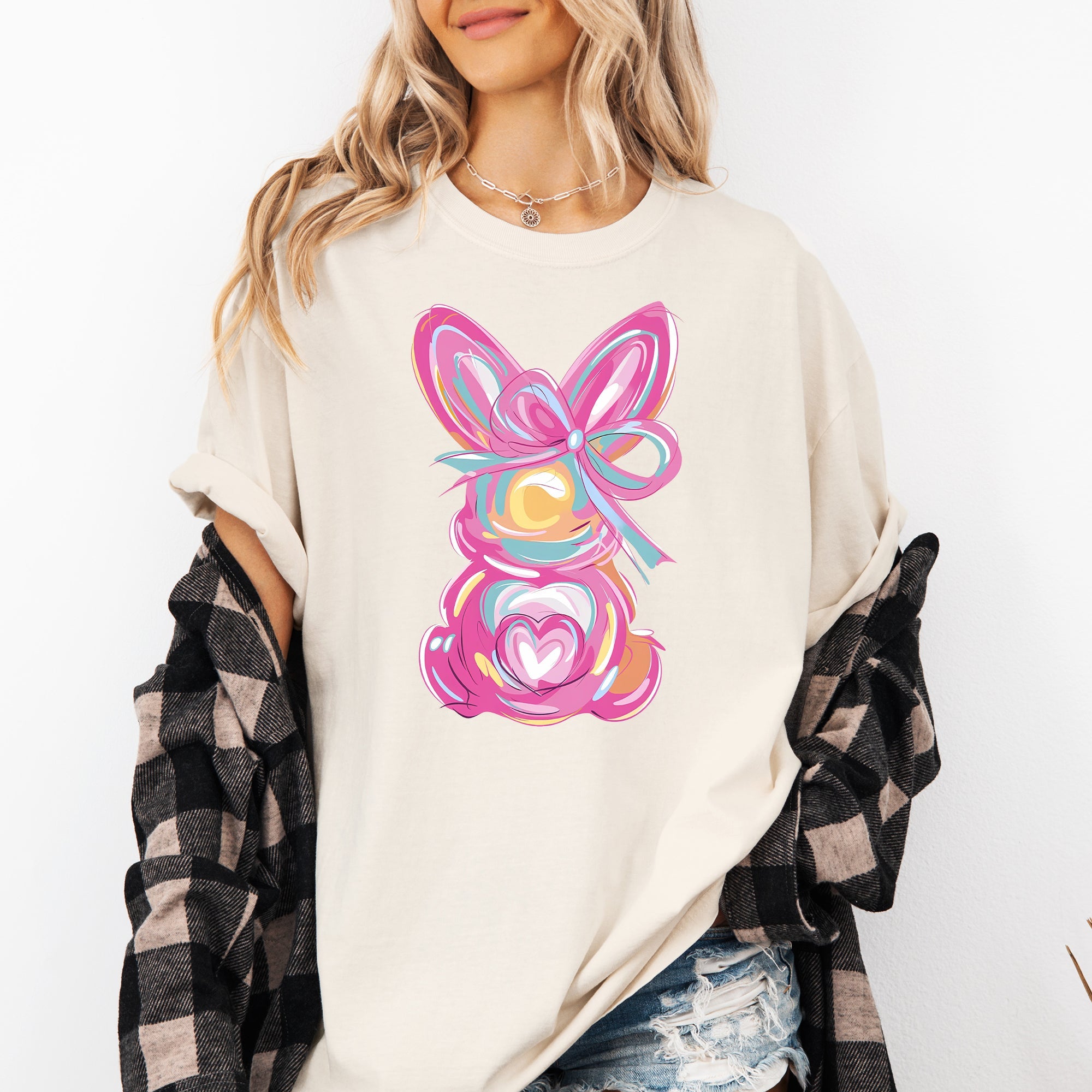 Painted Pastel Bunny Easter Jesus Rabbit Holiday Illustration With Vintage Charm Comfort Colors Tee