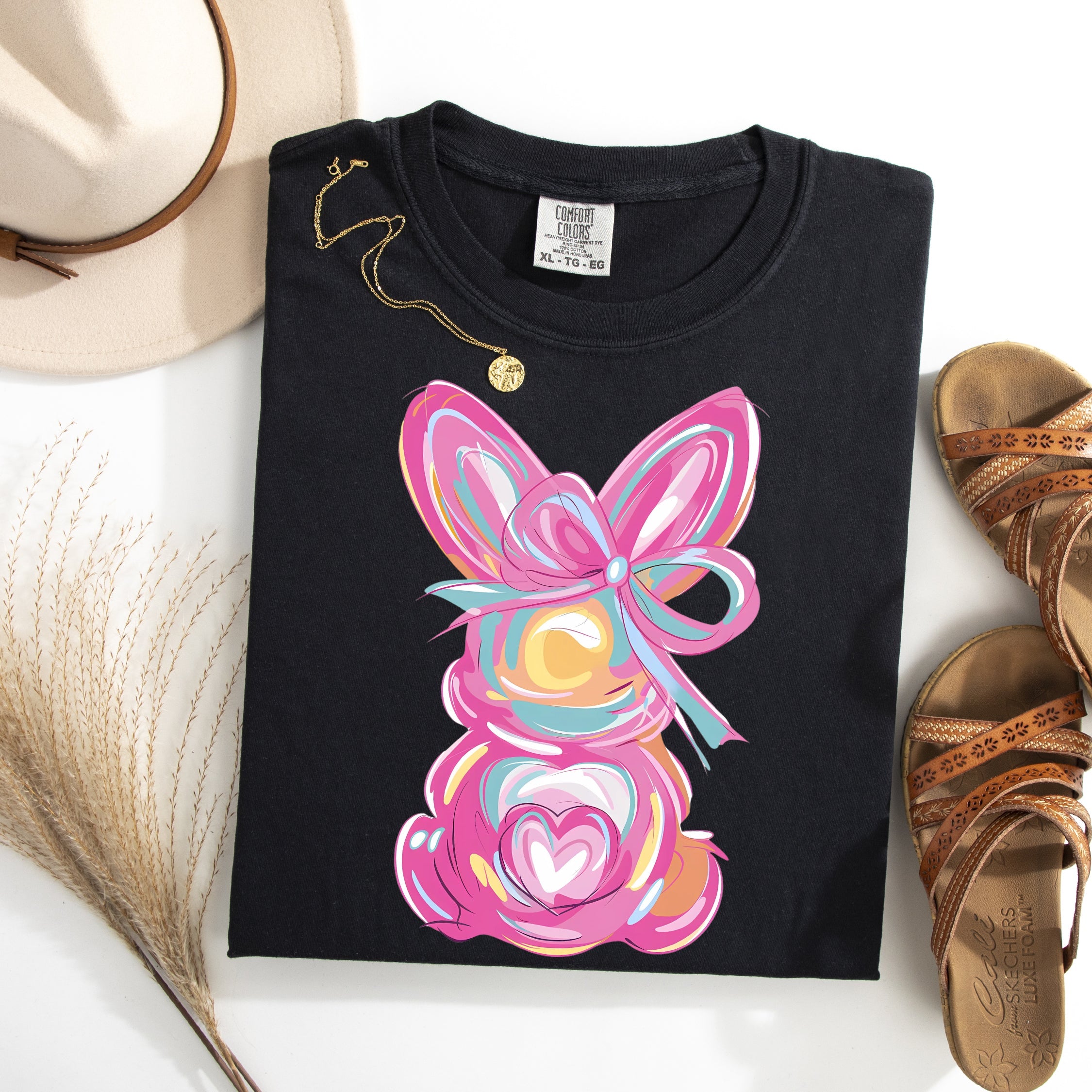 Painted Pastel Bunny Easter Jesus Rabbit Holiday Illustration With Vintage Charm Comfort Colors Tee