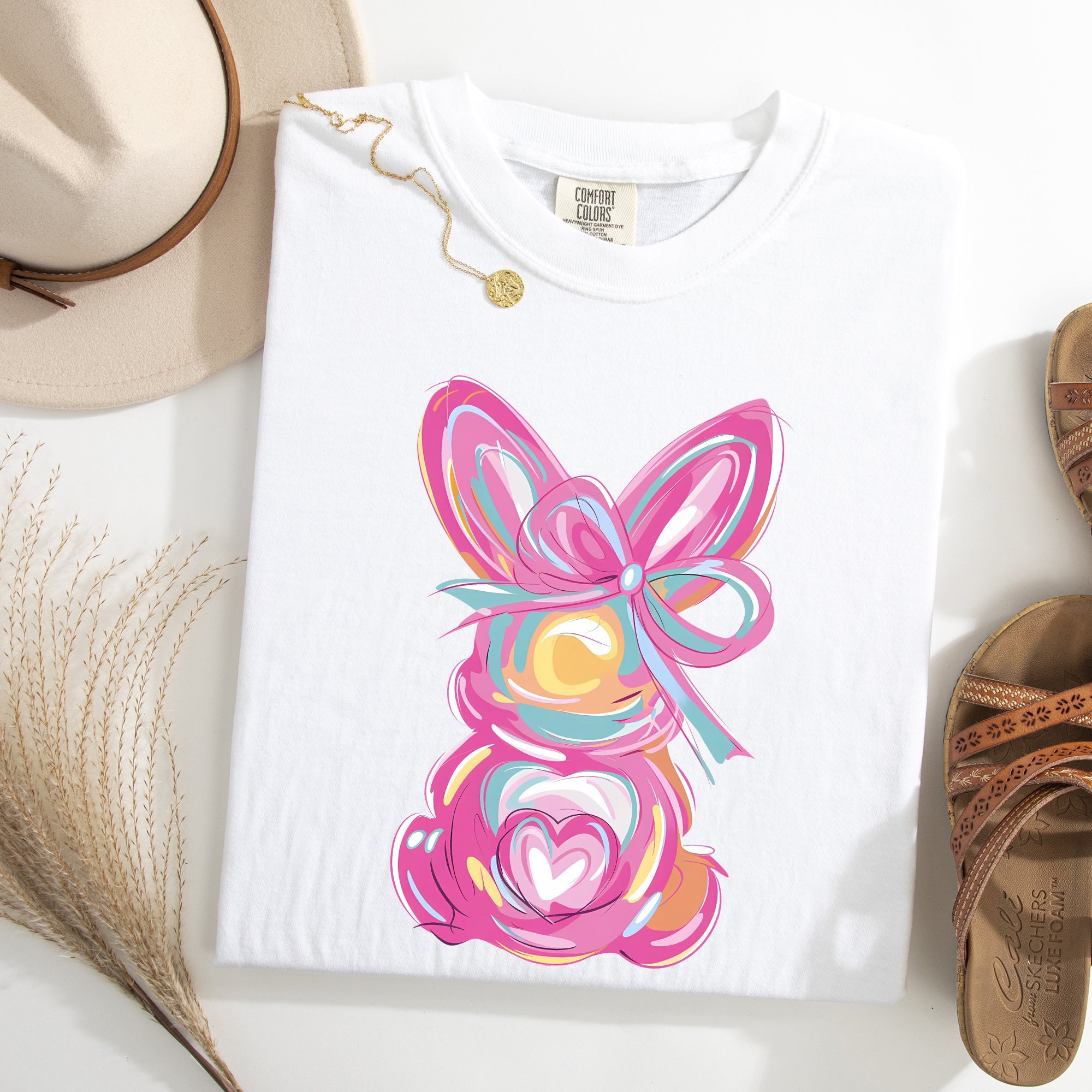 Painted Pastel Bunny Easter Jesus Rabbit Holiday Illustration With Vintage Charm Comfort Colors Tee