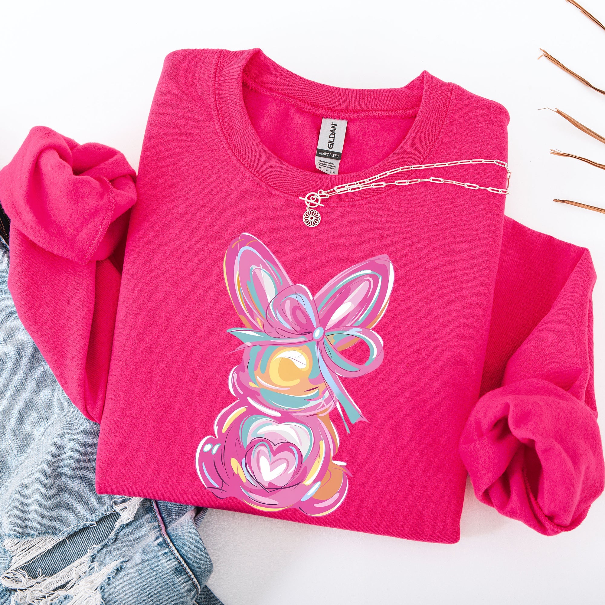 Painted Pastel Bunny Easter Jesus Rabbit Holiday Celebration Illustration Sweatshirt