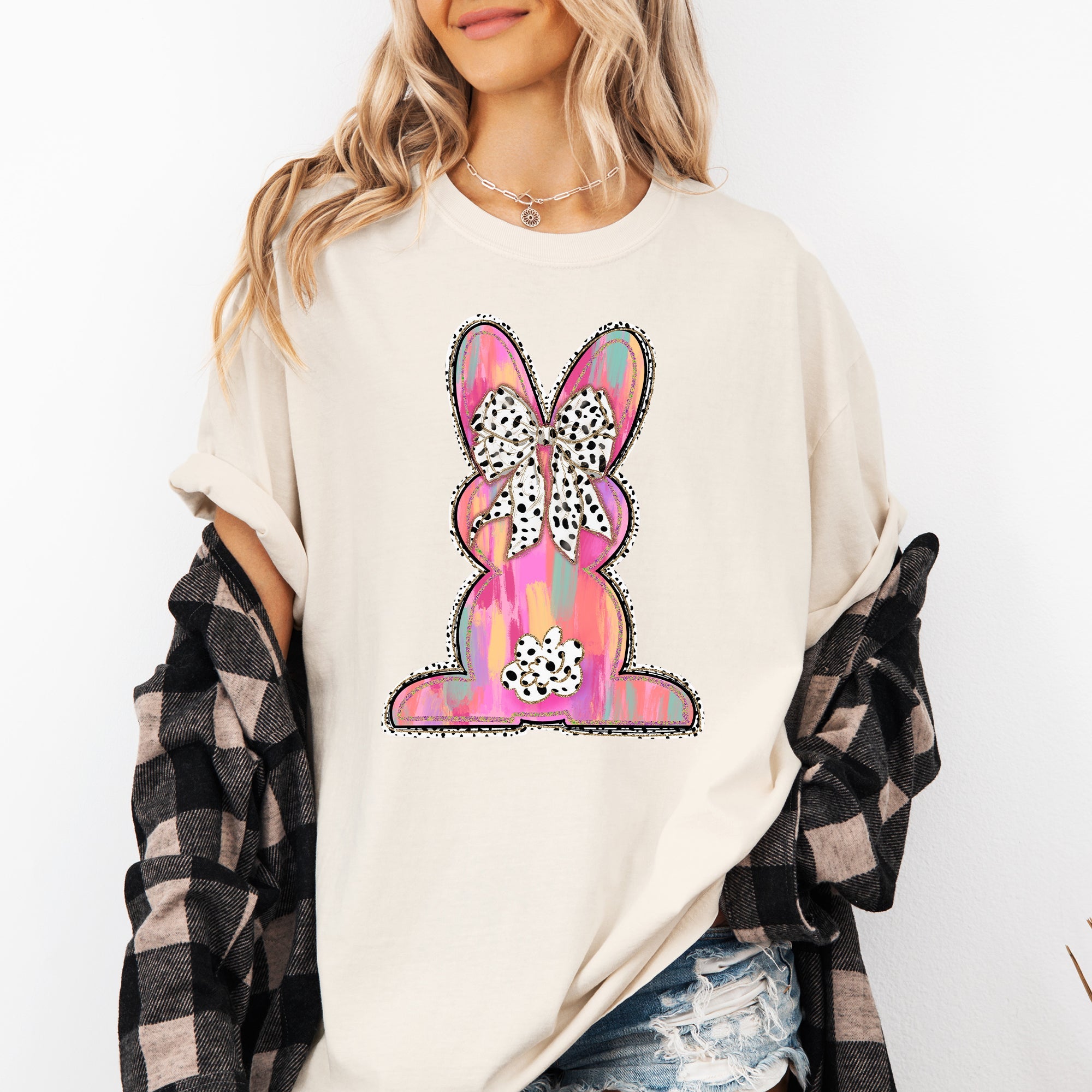 Painted Dalmatian Easter Bunny Jesus Rabbit Holiday Scene Art Comfort Colors Tee