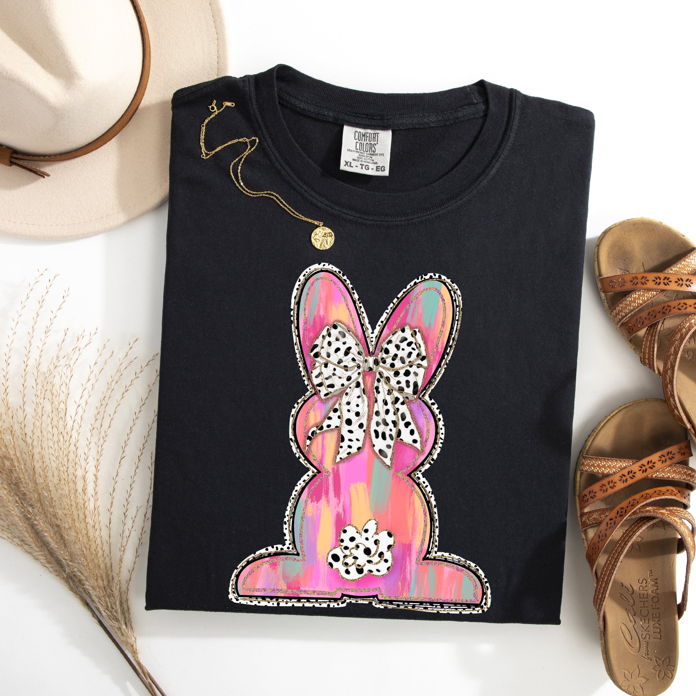 Painted Dalmatian Easter Bunny Jesus Rabbit Holiday Scene Art Comfort Colors Tee
