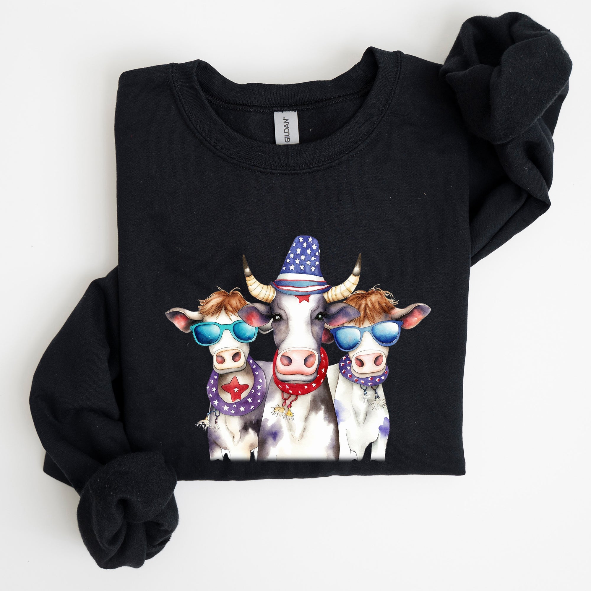 Patriotic Cows Hippie Funny 4th Of July Celebrations Edition Vintage Collectible Sweatshirt