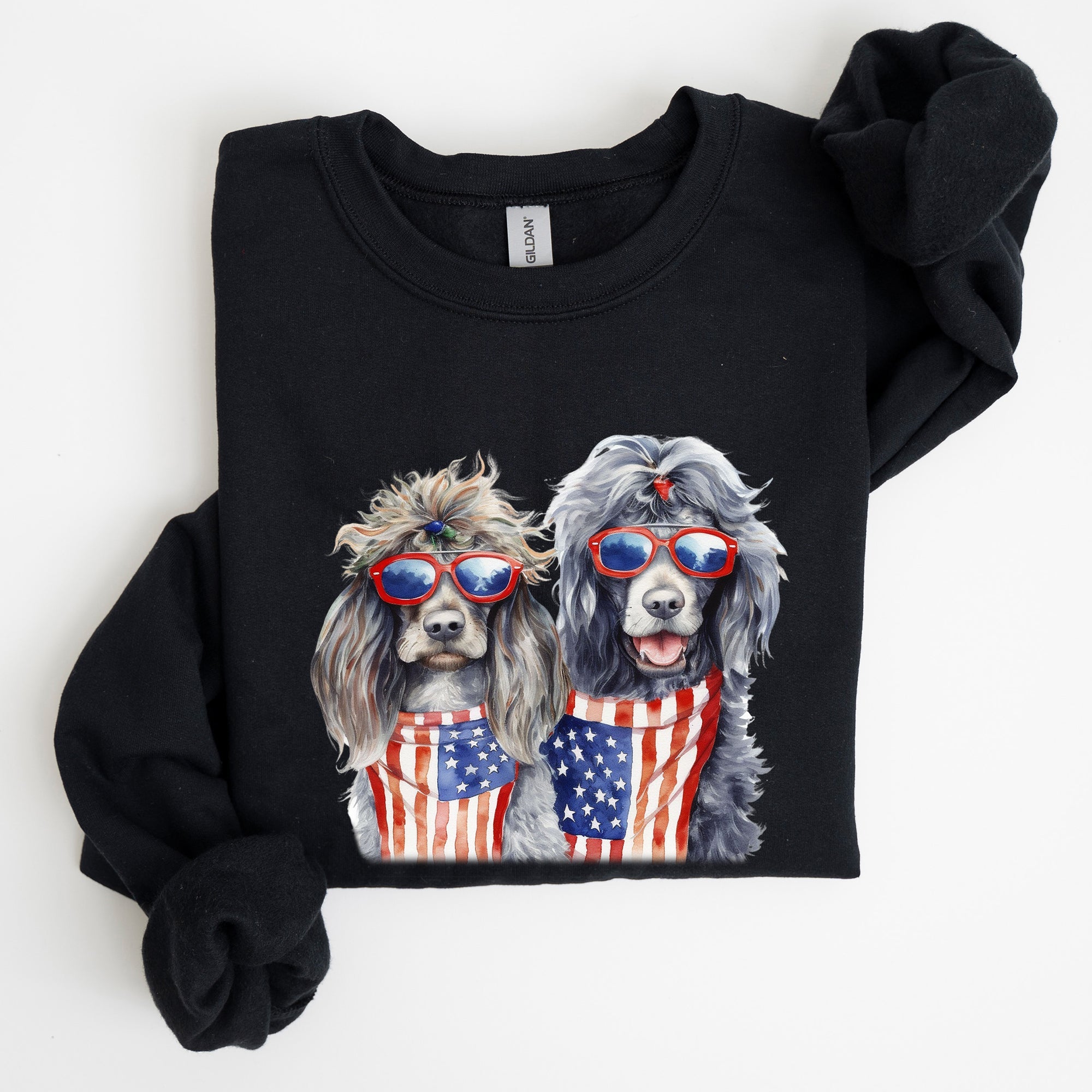 Patriotic Dogs Hippie 4th of July United States Flag Design for Pet Lovers Sweatshirt