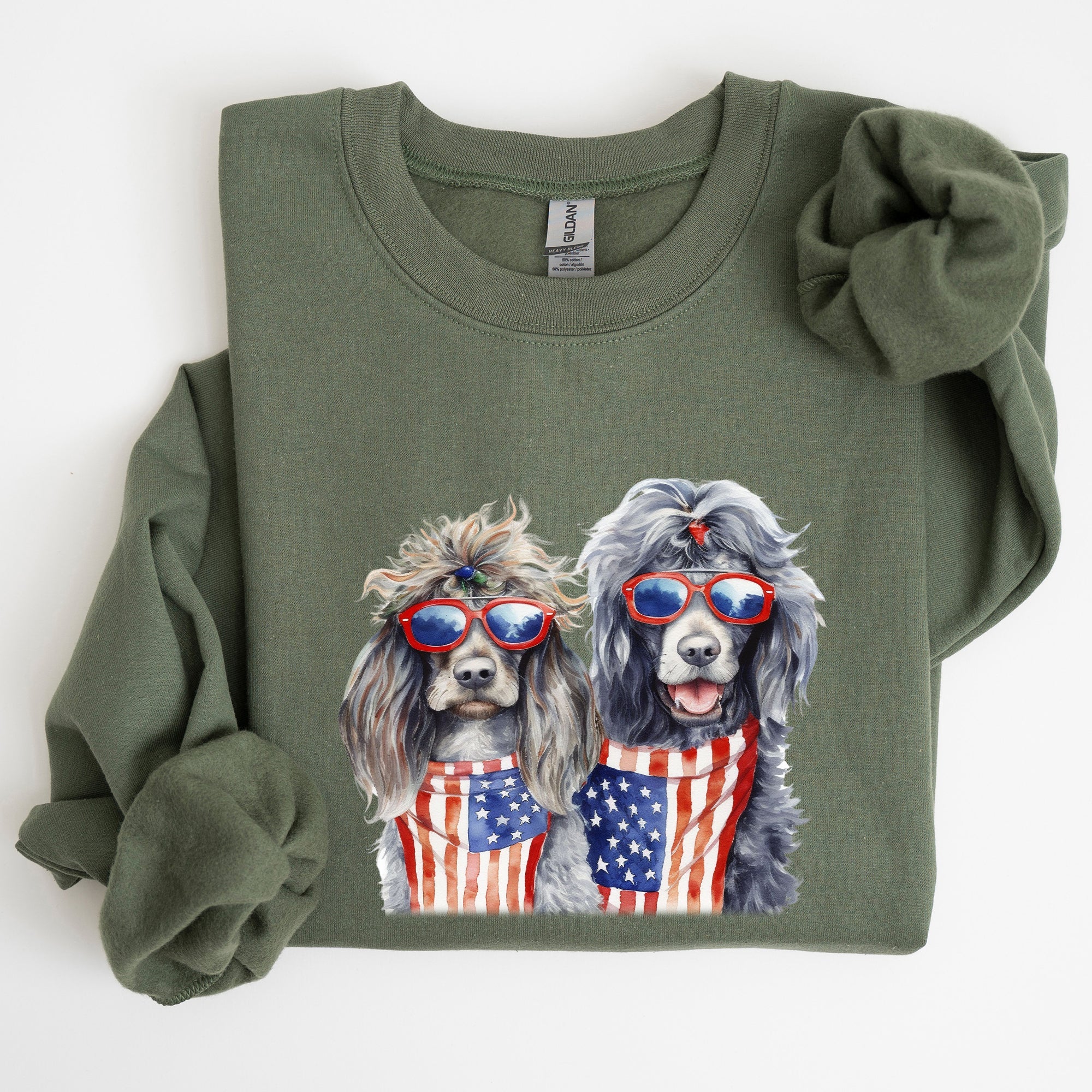 Patriotic Dogs Hippie 4th of July United States Flag Design for Pet Lovers Sweatshirt
