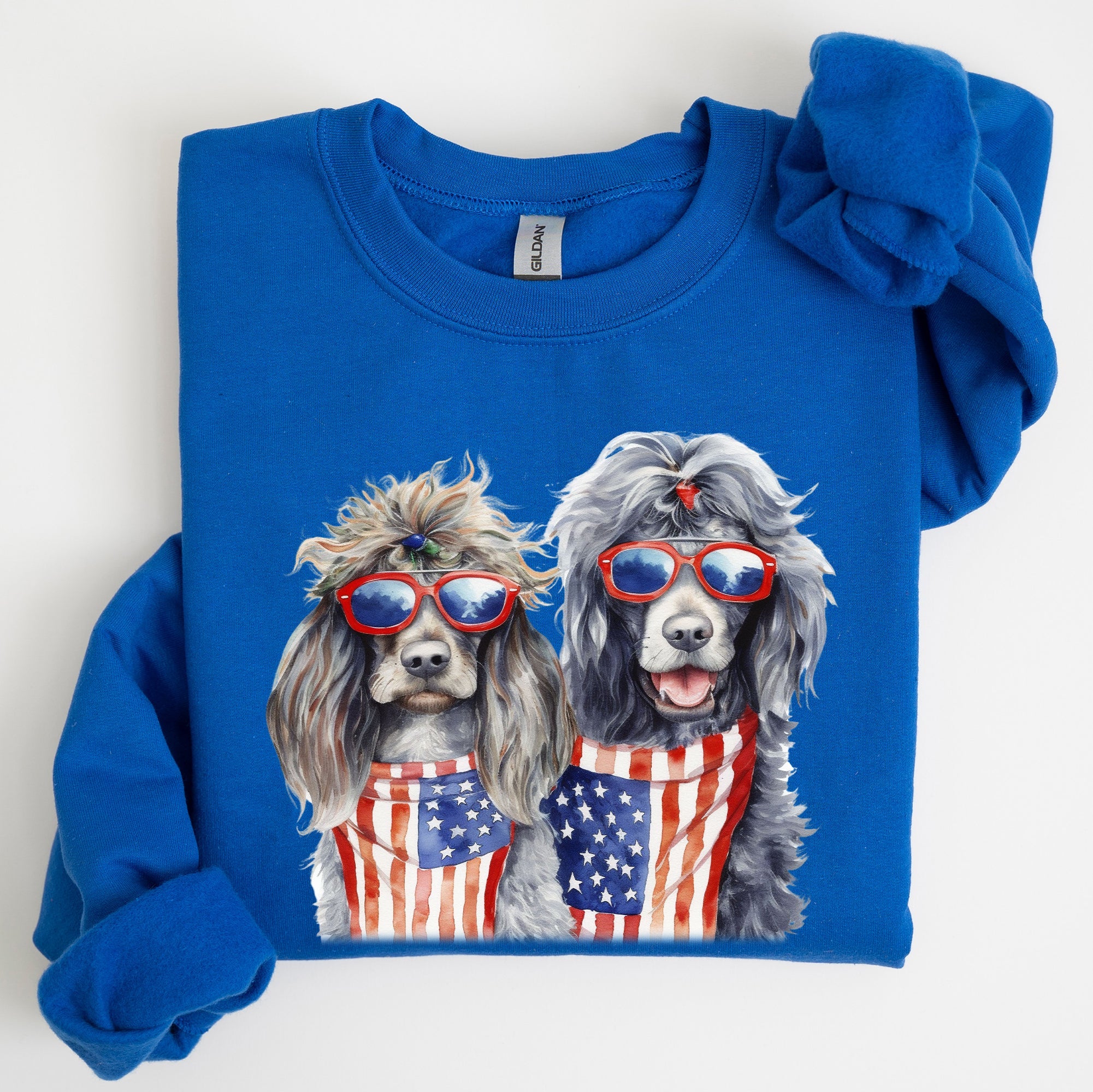 Patriotic Dogs Hippie 4th of July United States Flag Design for Pet Lovers Sweatshirt