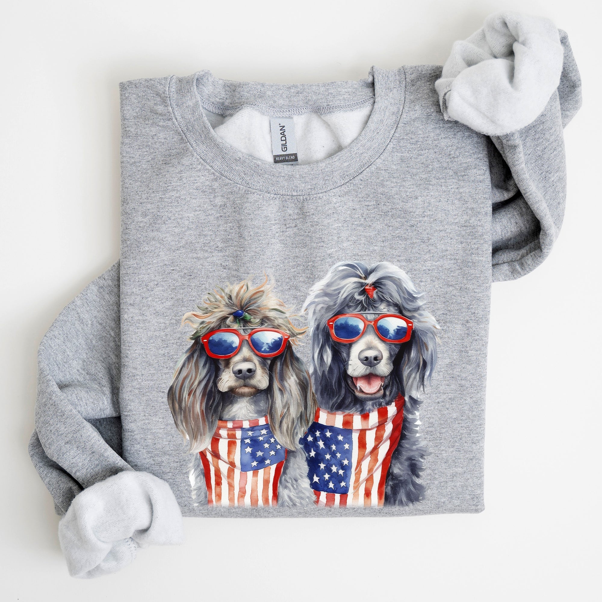 Patriotic Dogs Hippie 4th of July United States Flag Design for Pet Lovers Sweatshirt