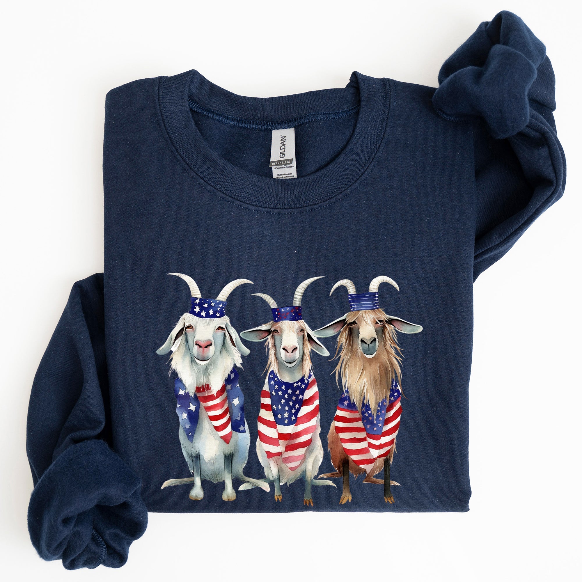 Patriotic Goats Hippie 4th Of July Americana Humor Design For Festive Everyday Wear Sweatshirt