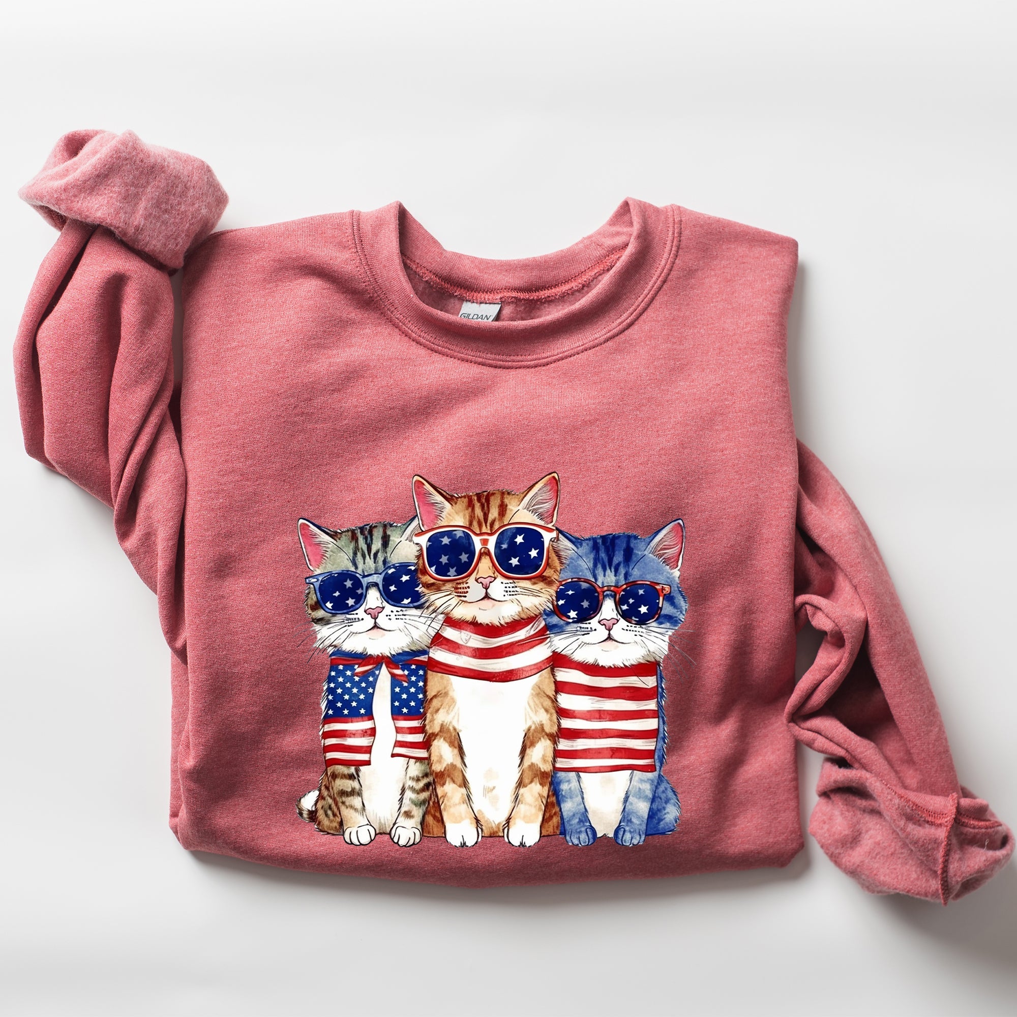 Patriotic Hippie Cats Fourth Of July Graphic For Freedom Lovers And Independence Day Fans Sweatshirt