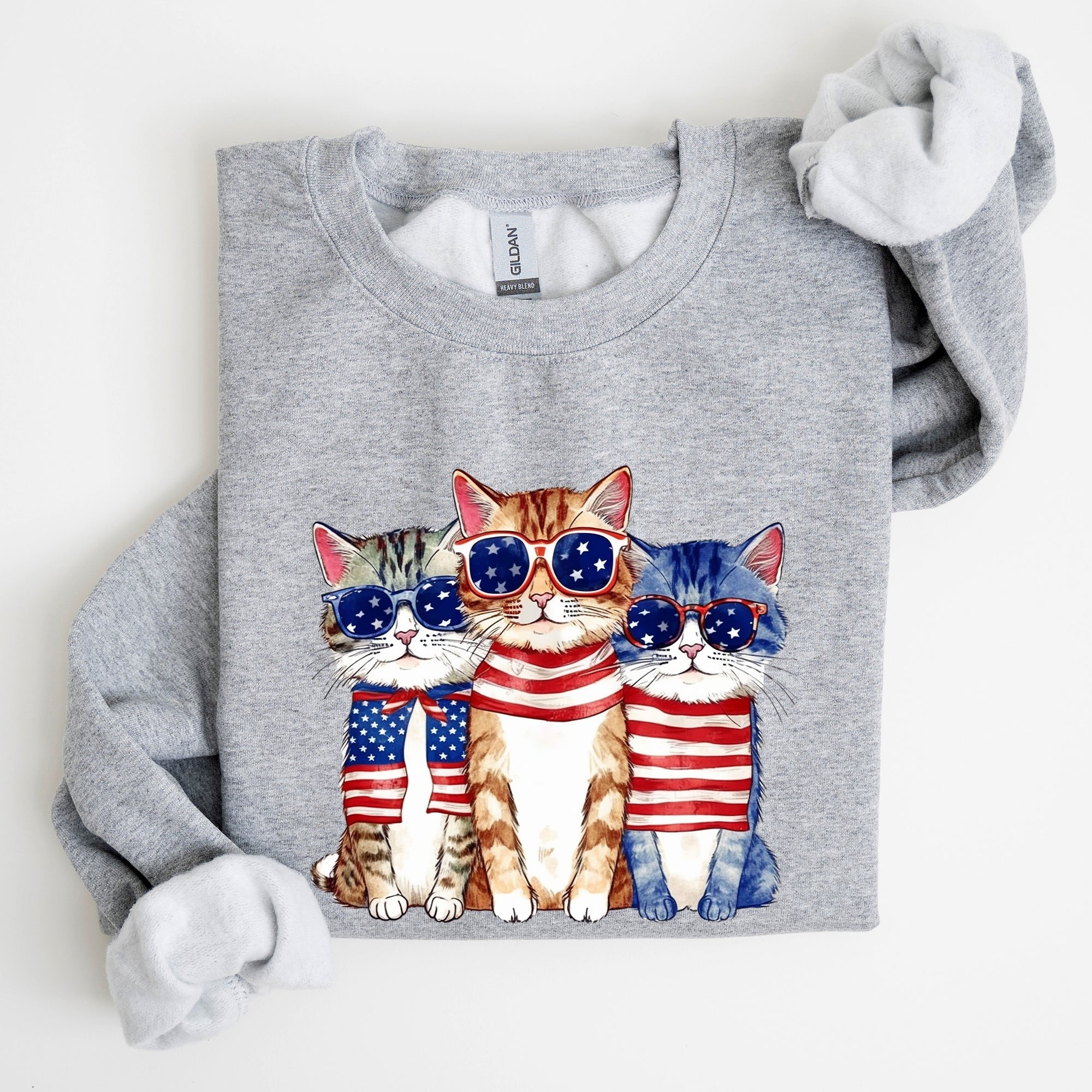 Patriotic Hippie Cats Fourth Of July Graphic For Freedom Lovers And Independence Day Fans Sweatshirt