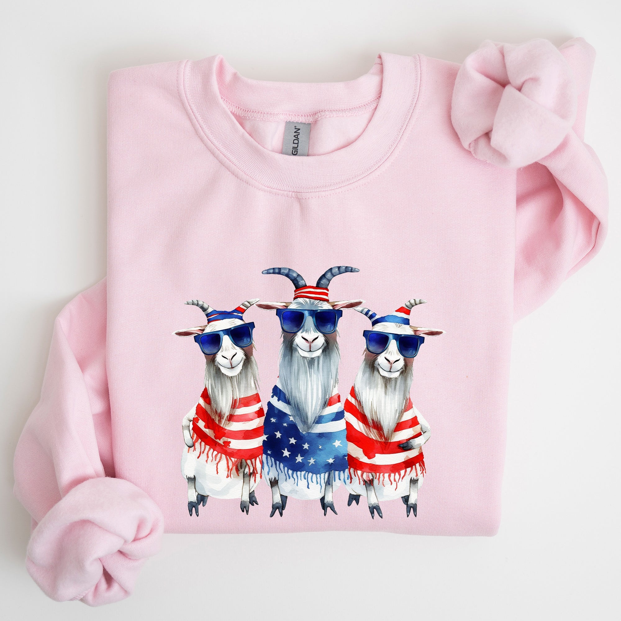 Patriotic Hippie Goats 4th Of July Celebration Edition Hand Drawn Graphic Sweatshirt