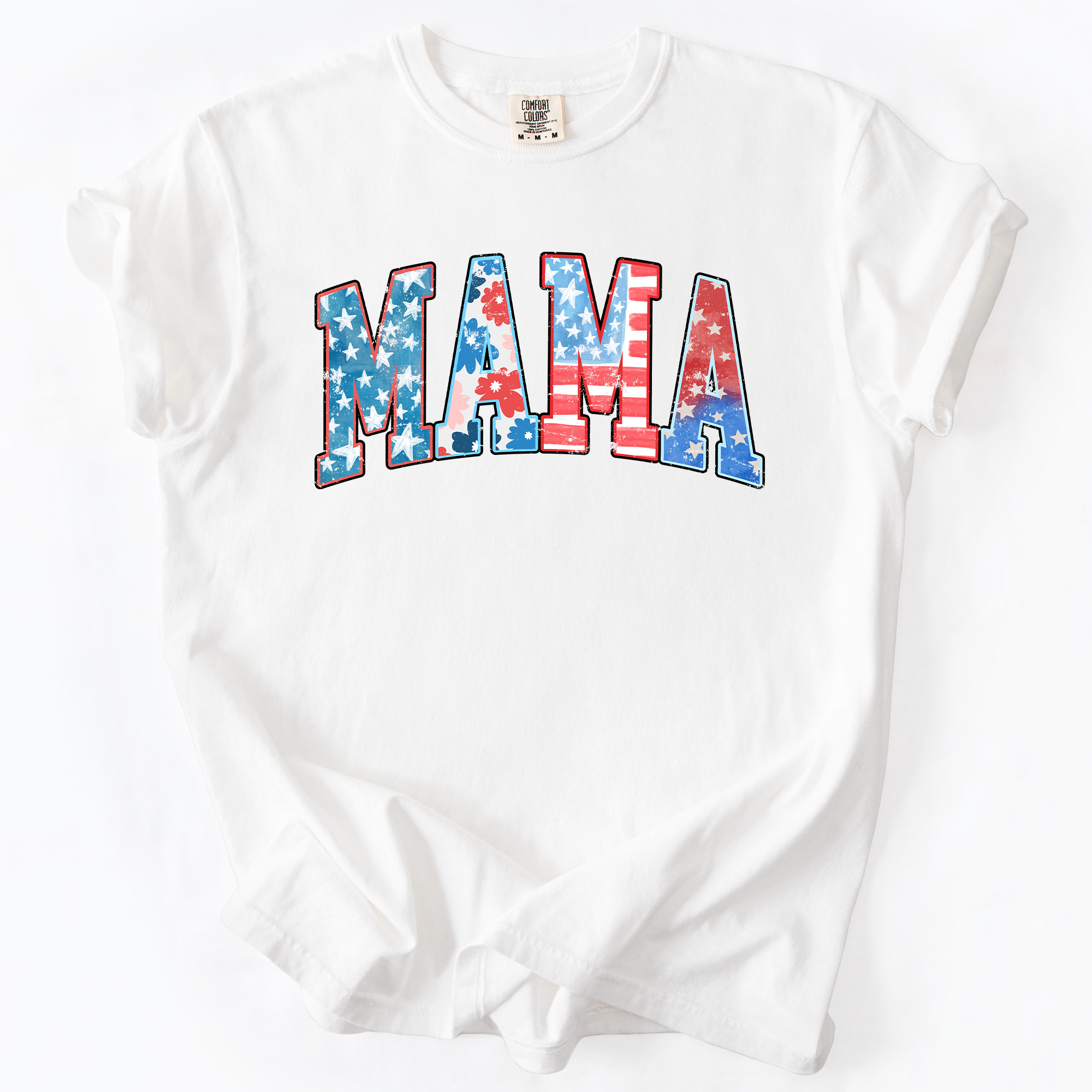 Patriotic Mama Fourth Of July America Pride Celebration For Lovers Of Country And Freedom Comfort Colors Tee
