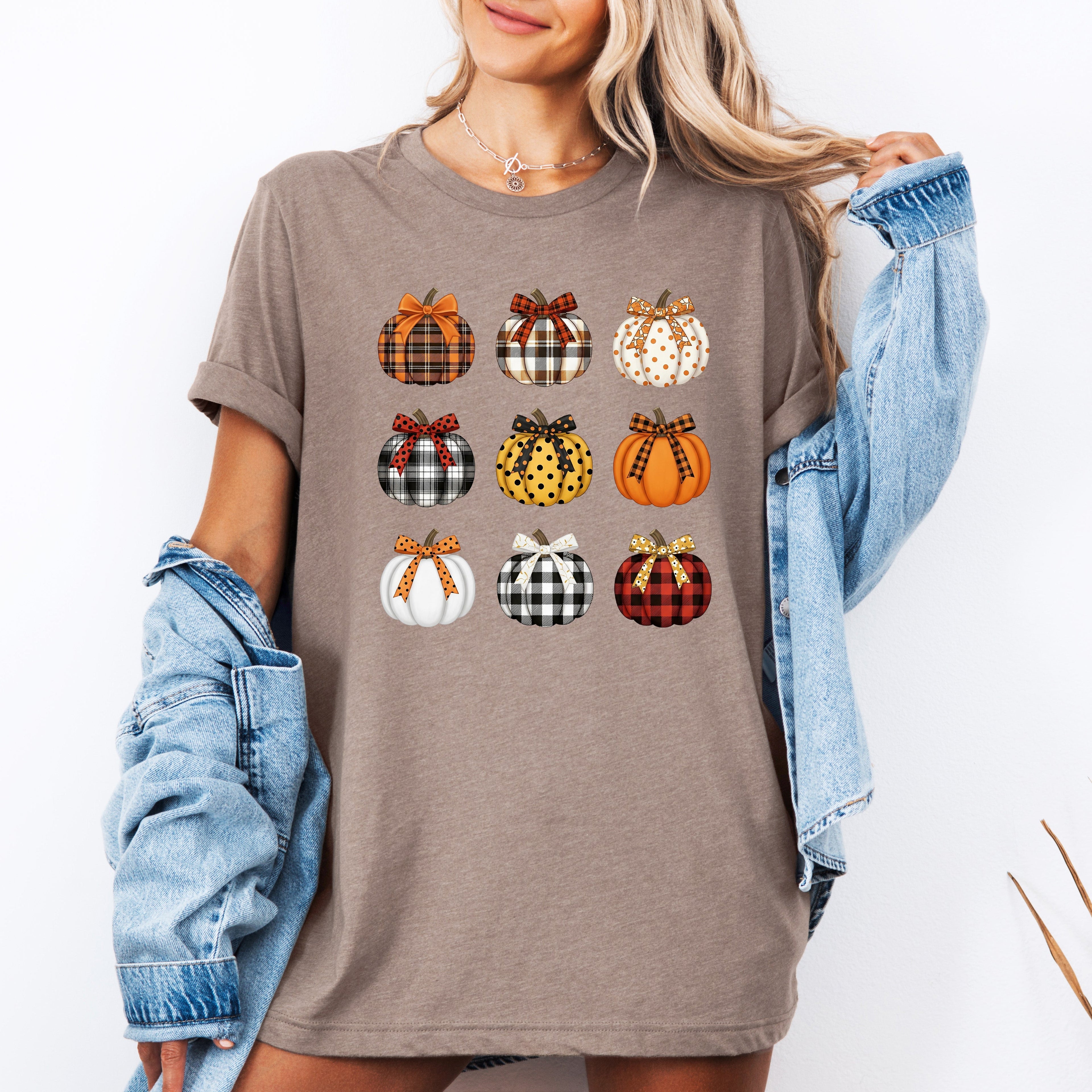 Patterned Pumpkins Classic Halloween Fall Autumn Cozy Seasonal Print Graphic Tee