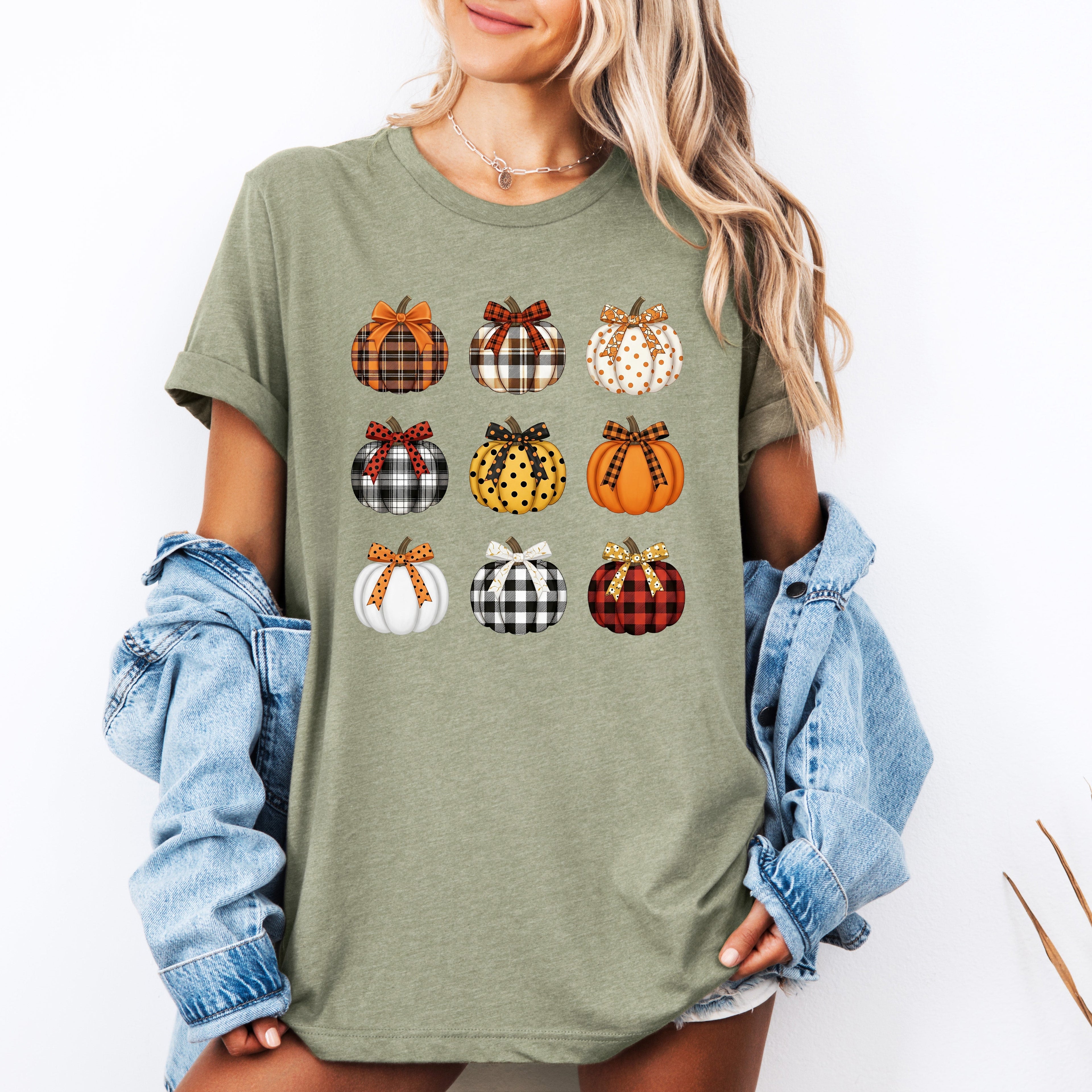 Patterned Pumpkins Classic Halloween Fall Autumn Cozy Seasonal Print Graphic Tee