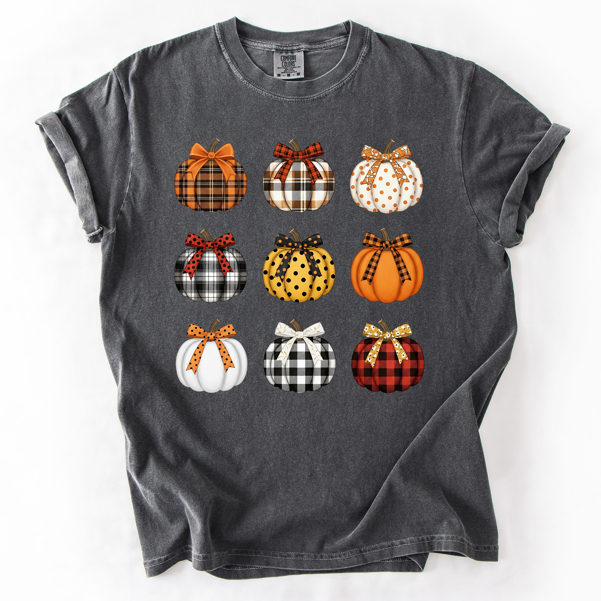 Patterned Pumpkins Watercolor Leopard Print Hand Painted Bouquet Comfort Colors Tee