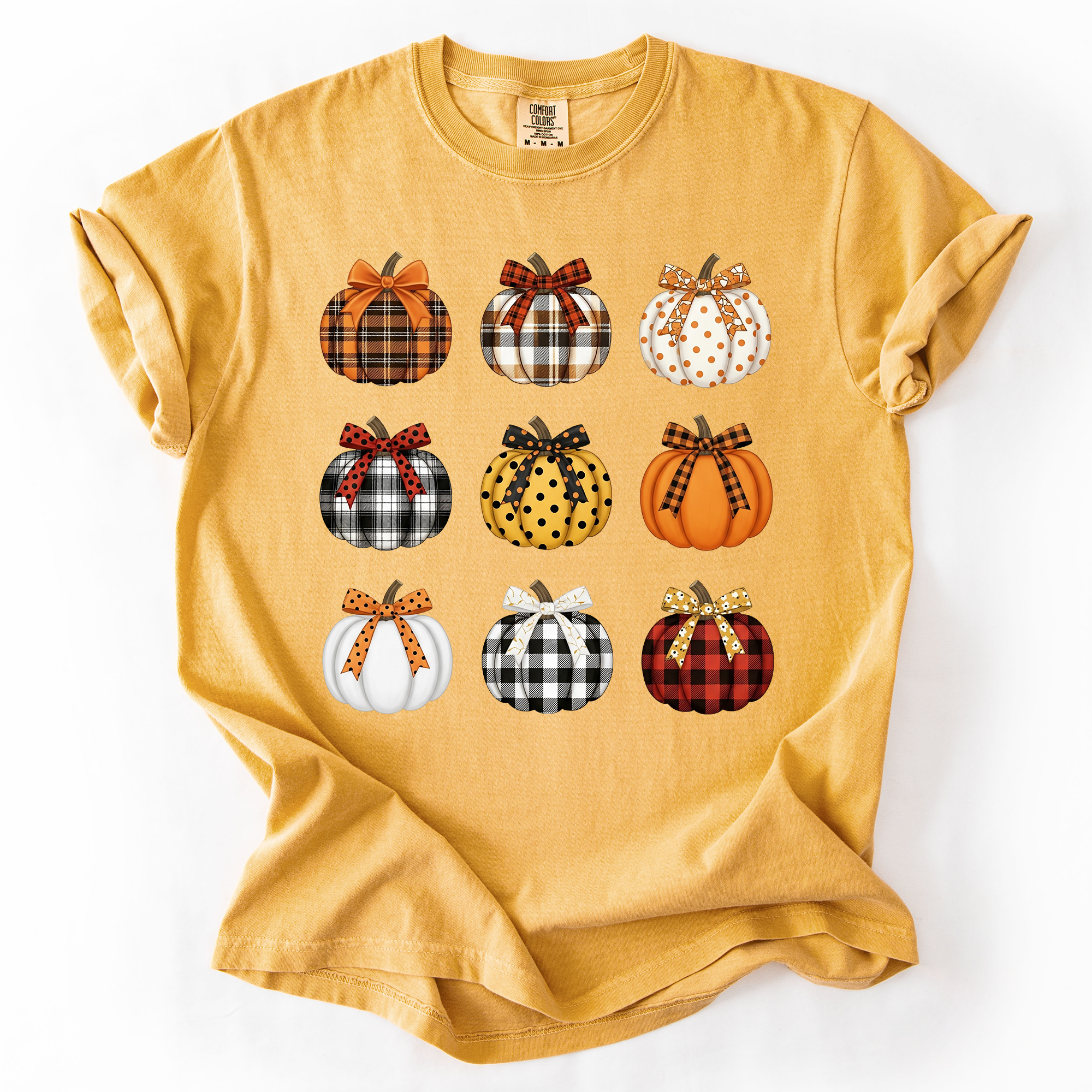 Patterned Pumpkins Watercolor Leopard Print Hand Painted Bouquet Comfort Colors Tee