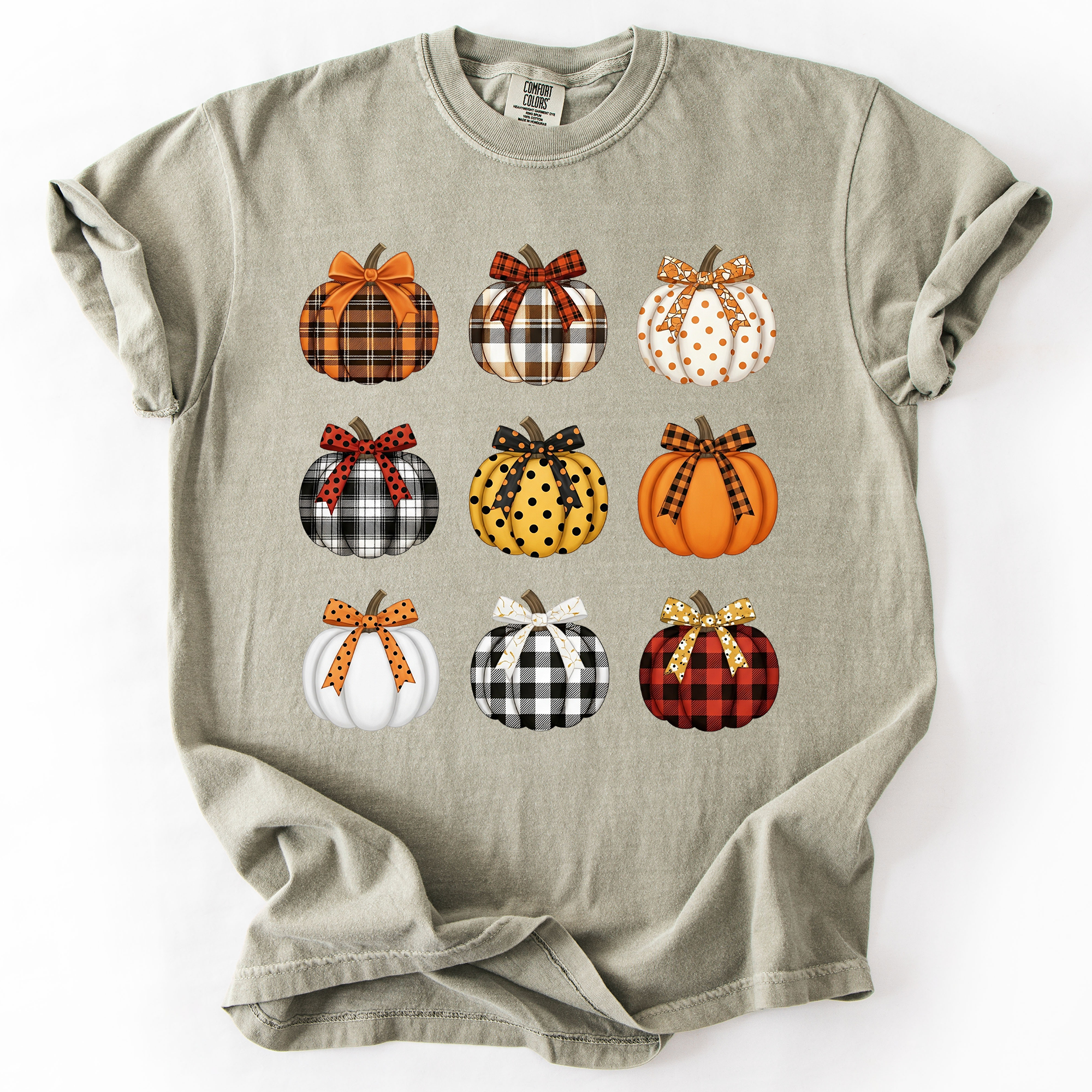 Patterned Pumpkins Watercolor Leopard Print Hand Painted Bouquet Comfort Colors Tee