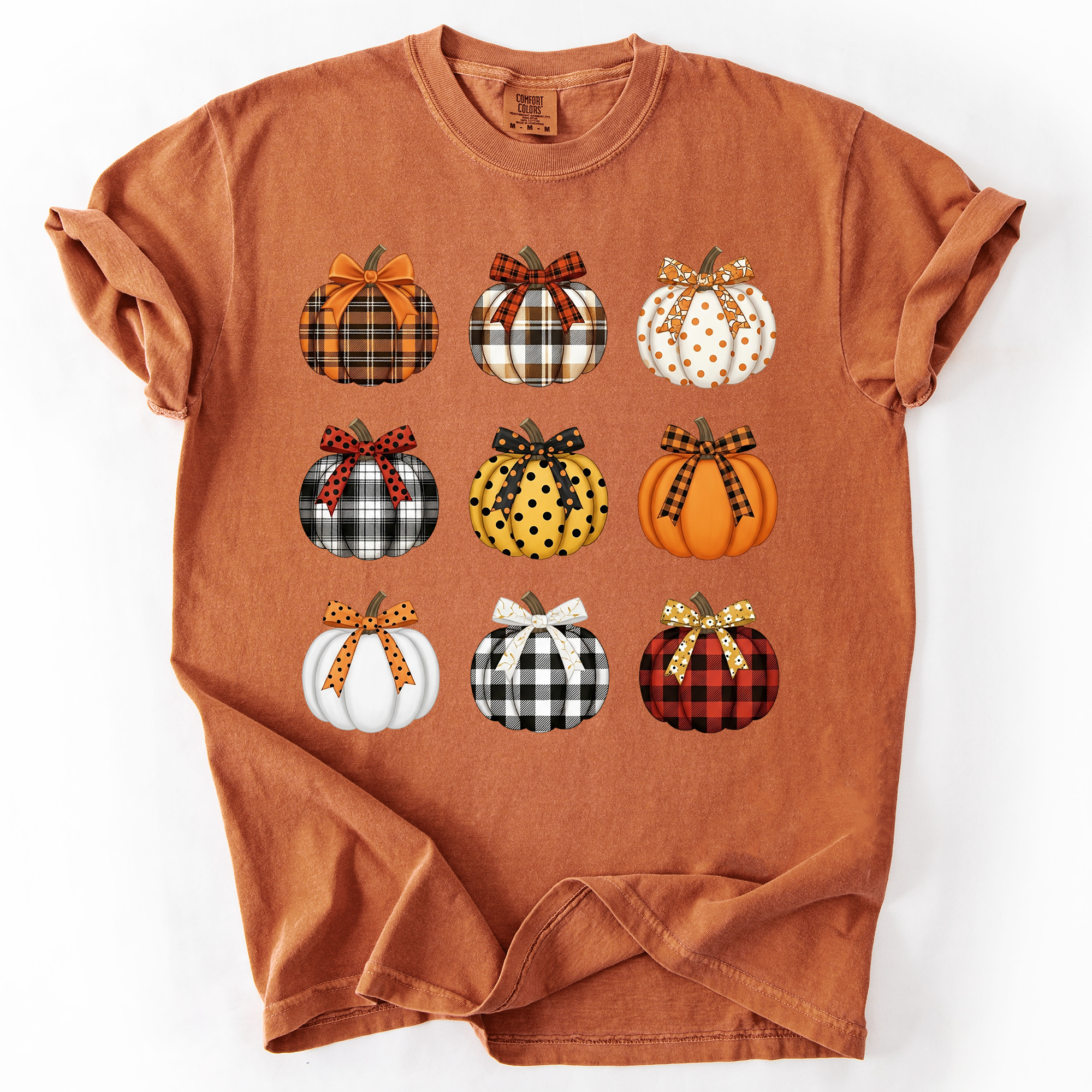 Patterned Pumpkins Watercolor Leopard Print Hand Painted Bouquet Comfort Colors Tee