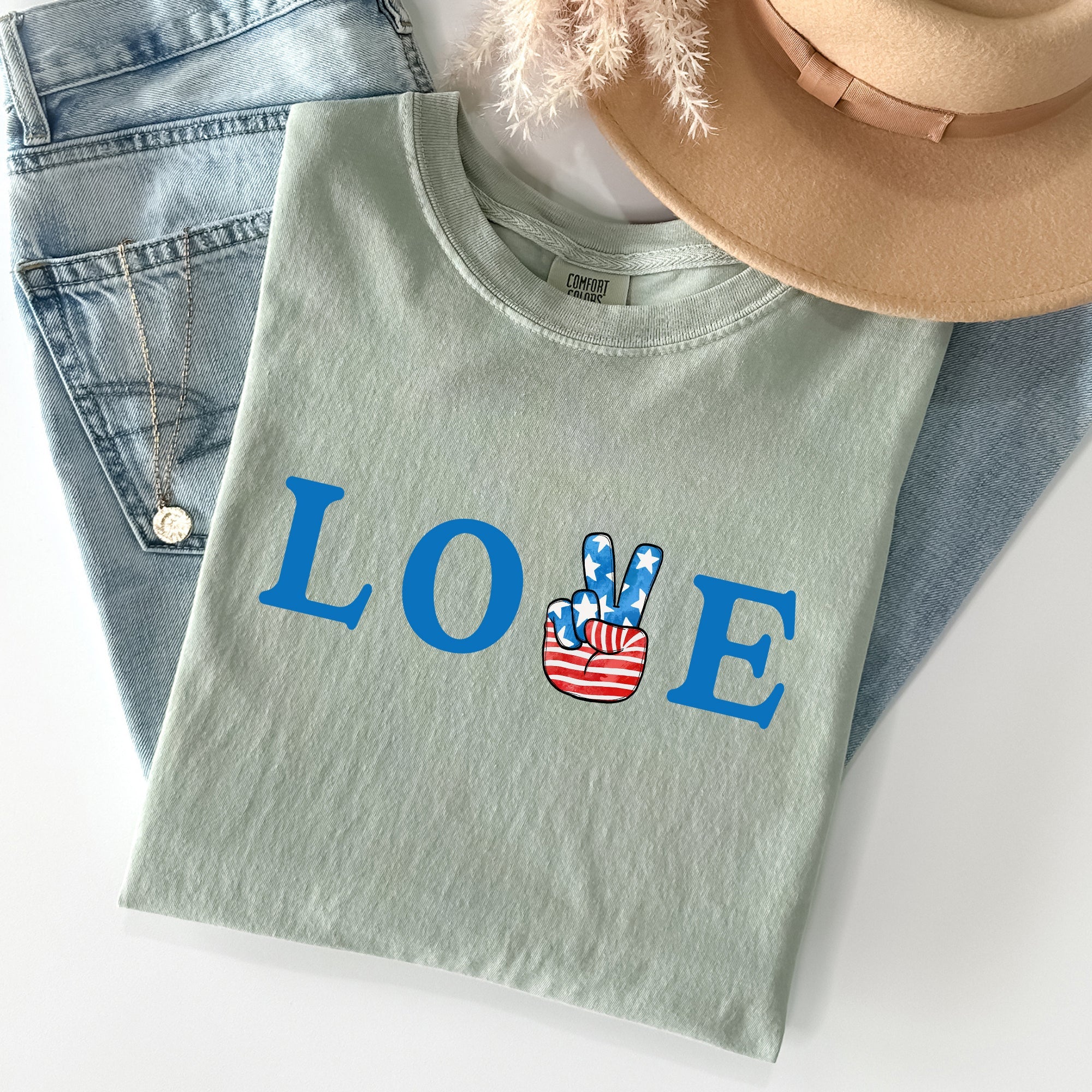 Peace, Love, America Retro Patriotic Fourth Of July Vintage Americana Pride And All American Spirit Comfort Colors Tee