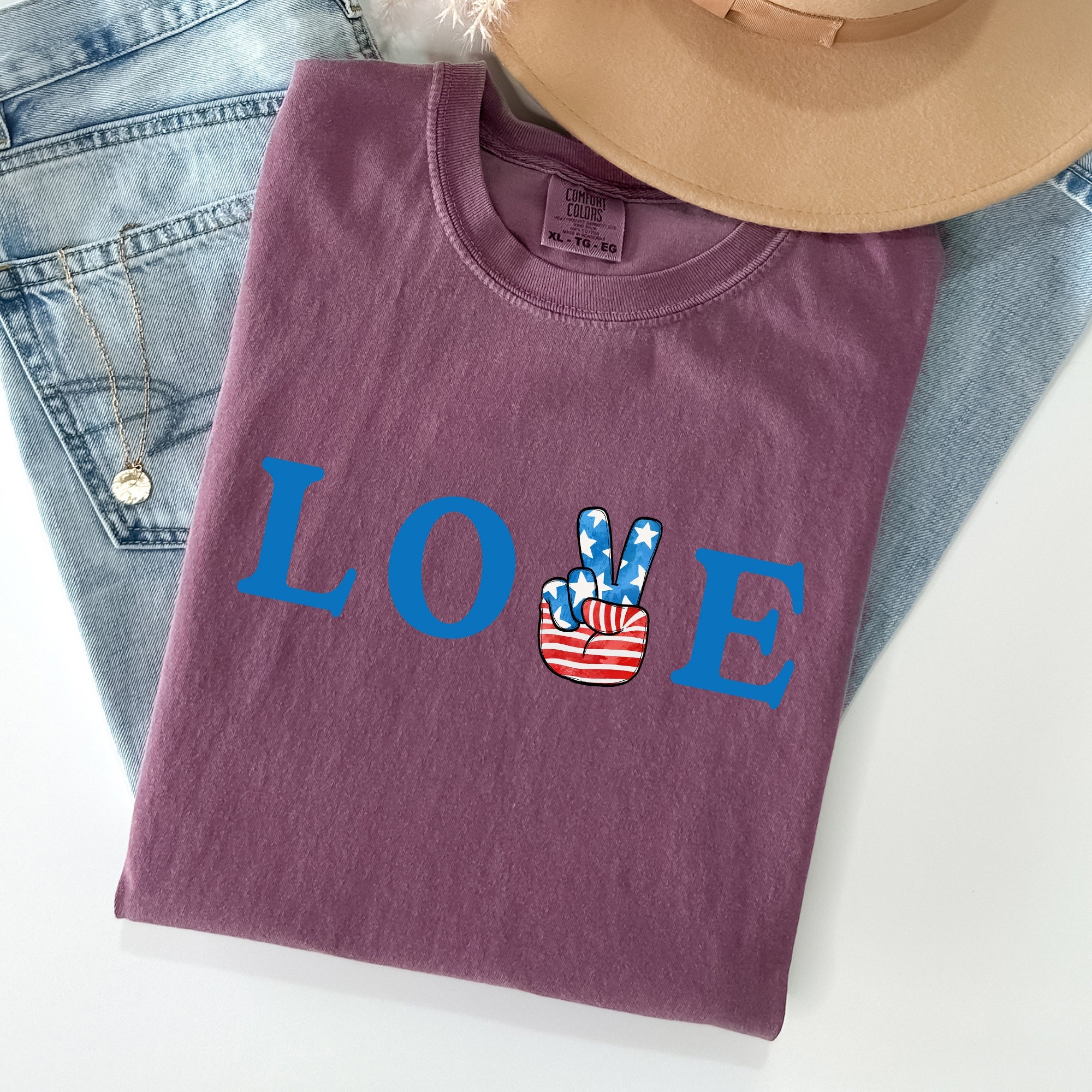 Peace, Love, America Retro Patriotic Fourth Of July Vintage Americana Pride And All American Spirit Comfort Colors Tee