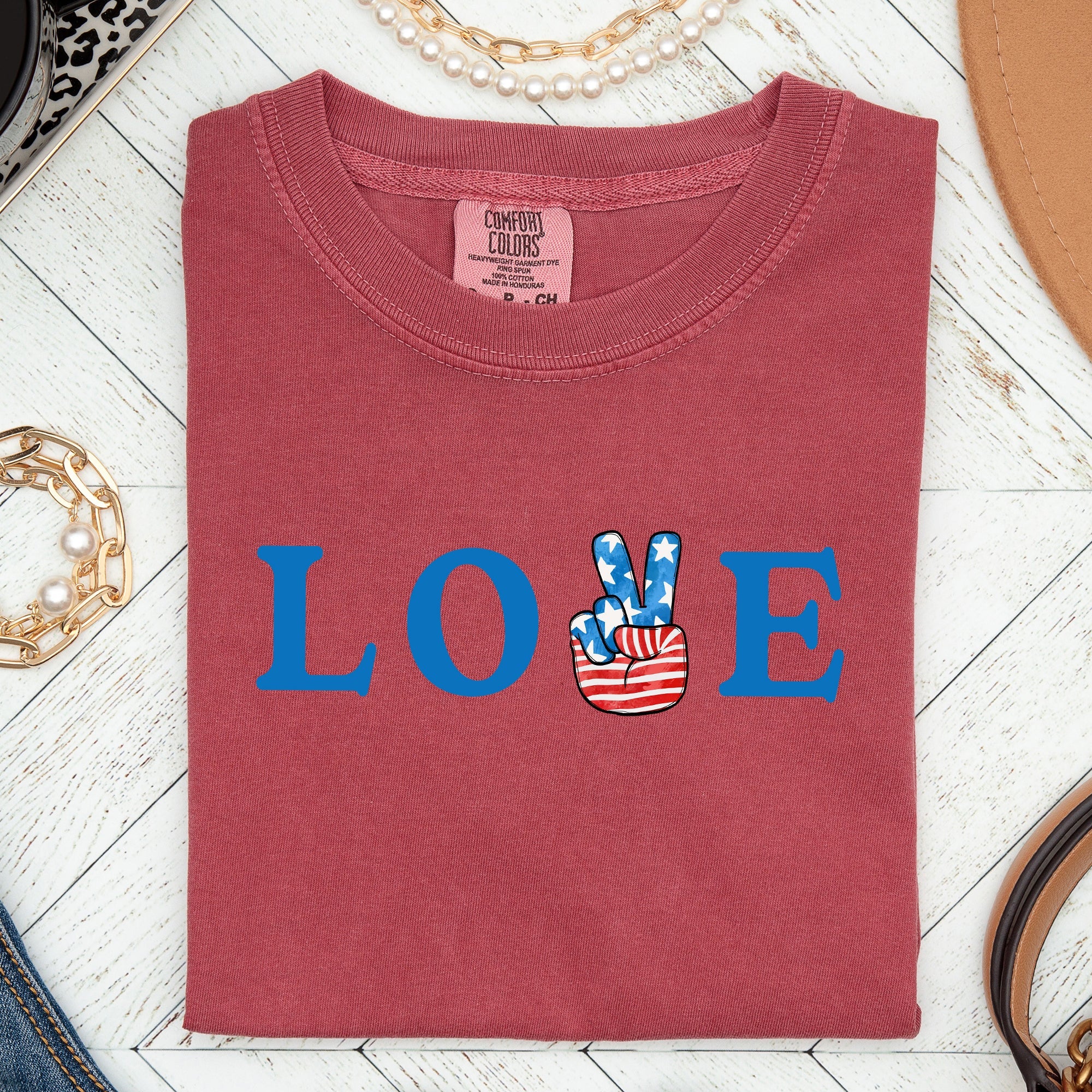 Peace, Love, America Retro Patriotic Fourth Of July Vintage Americana Pride And All American Spirit Comfort Colors Tee