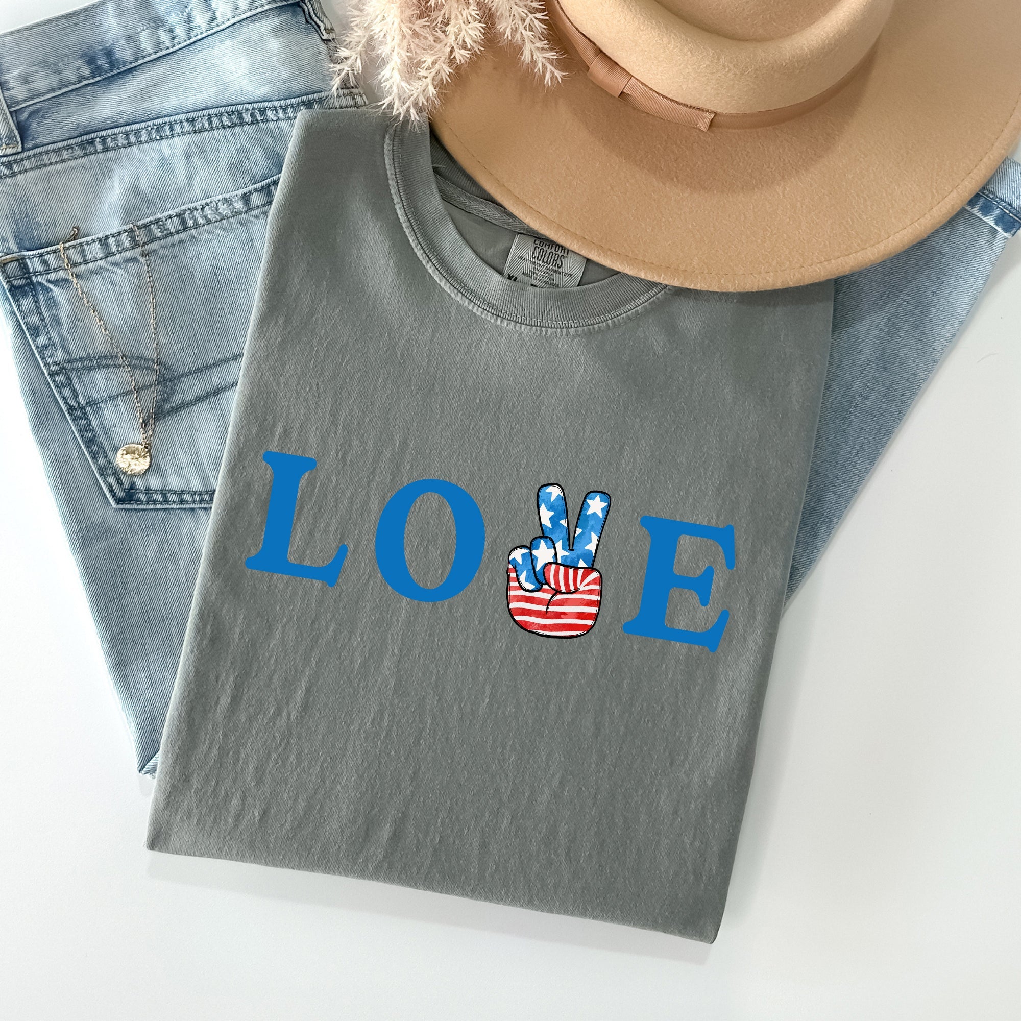 Peace, Love, America Retro Patriotic Fourth Of July Vintage Americana Pride And All American Spirit Comfort Colors Tee