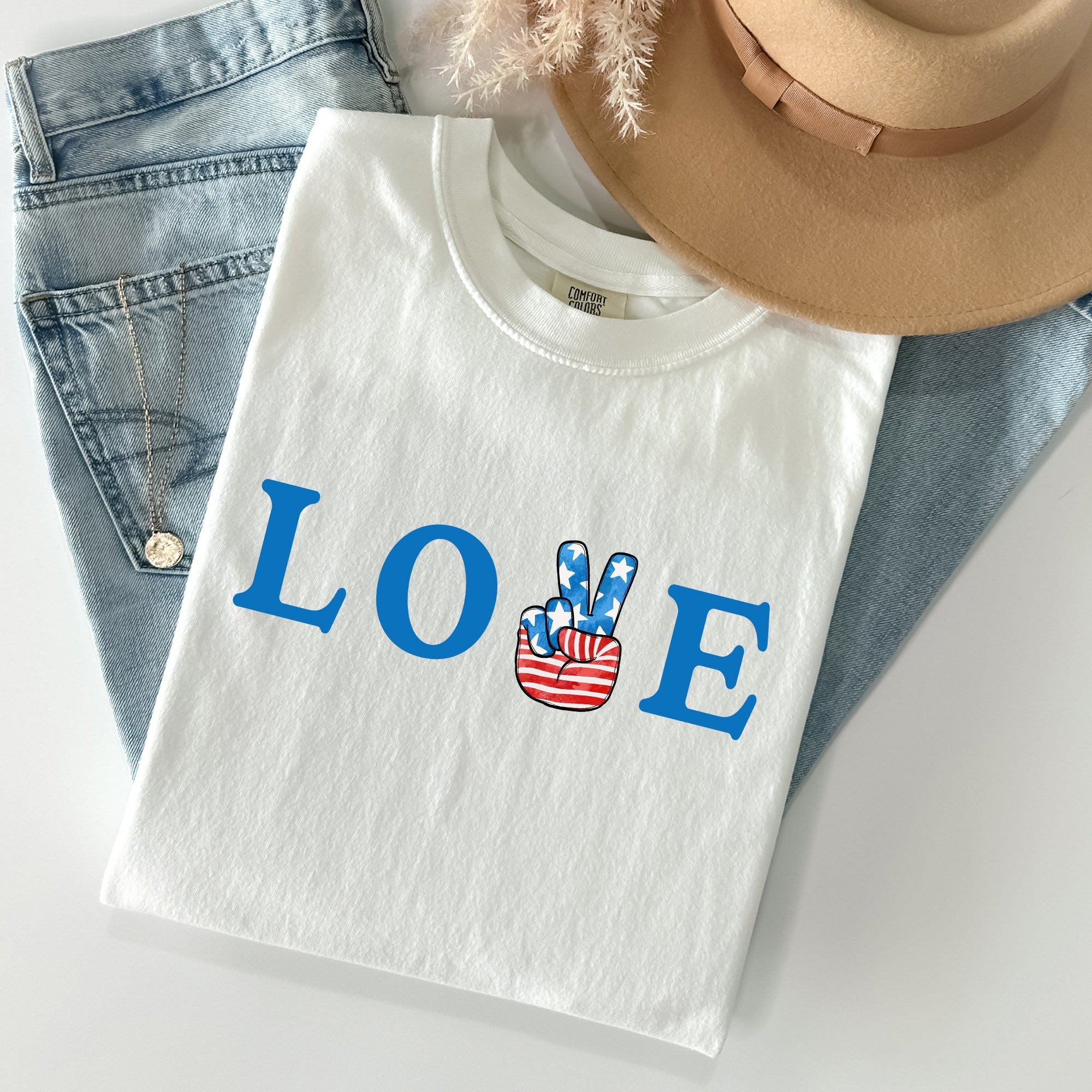 Peace, Love, America Retro Patriotic Fourth Of July Vintage Americana Pride And All American Spirit Comfort Colors Tee