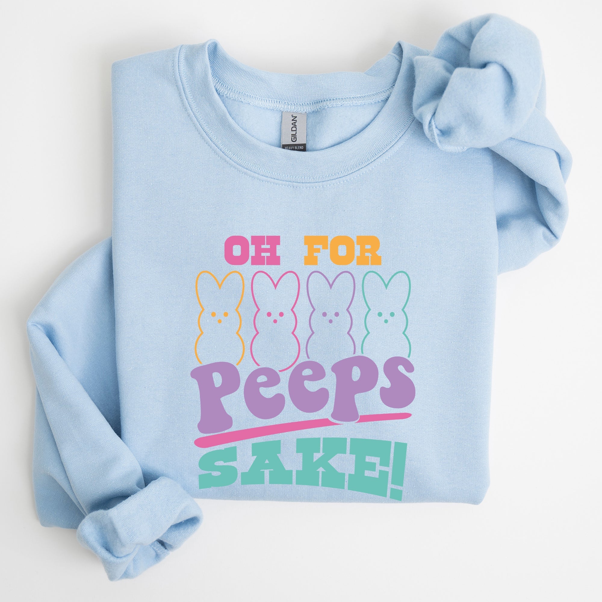 Peeps Sake Easter Retro Pastel Bunnies Graphic Illustration Cozy Spring Sweatshirt