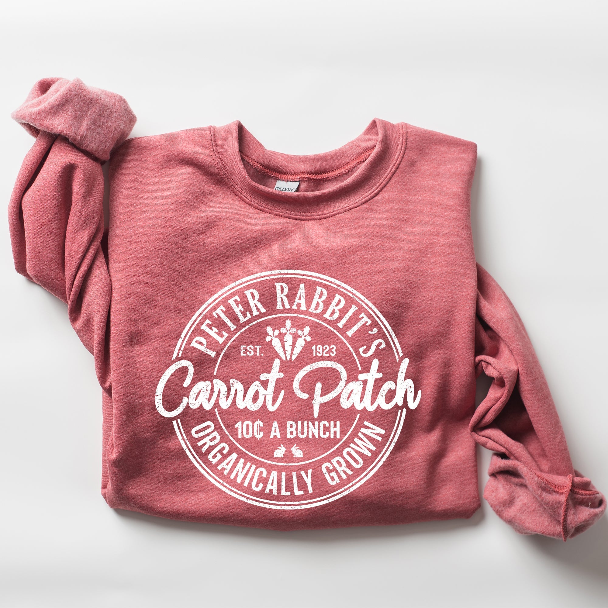 Peter Rabbit's Carrot Patch Vintage Retro Farm Sign Easter Graphic Sweatshirt Cozy Classic