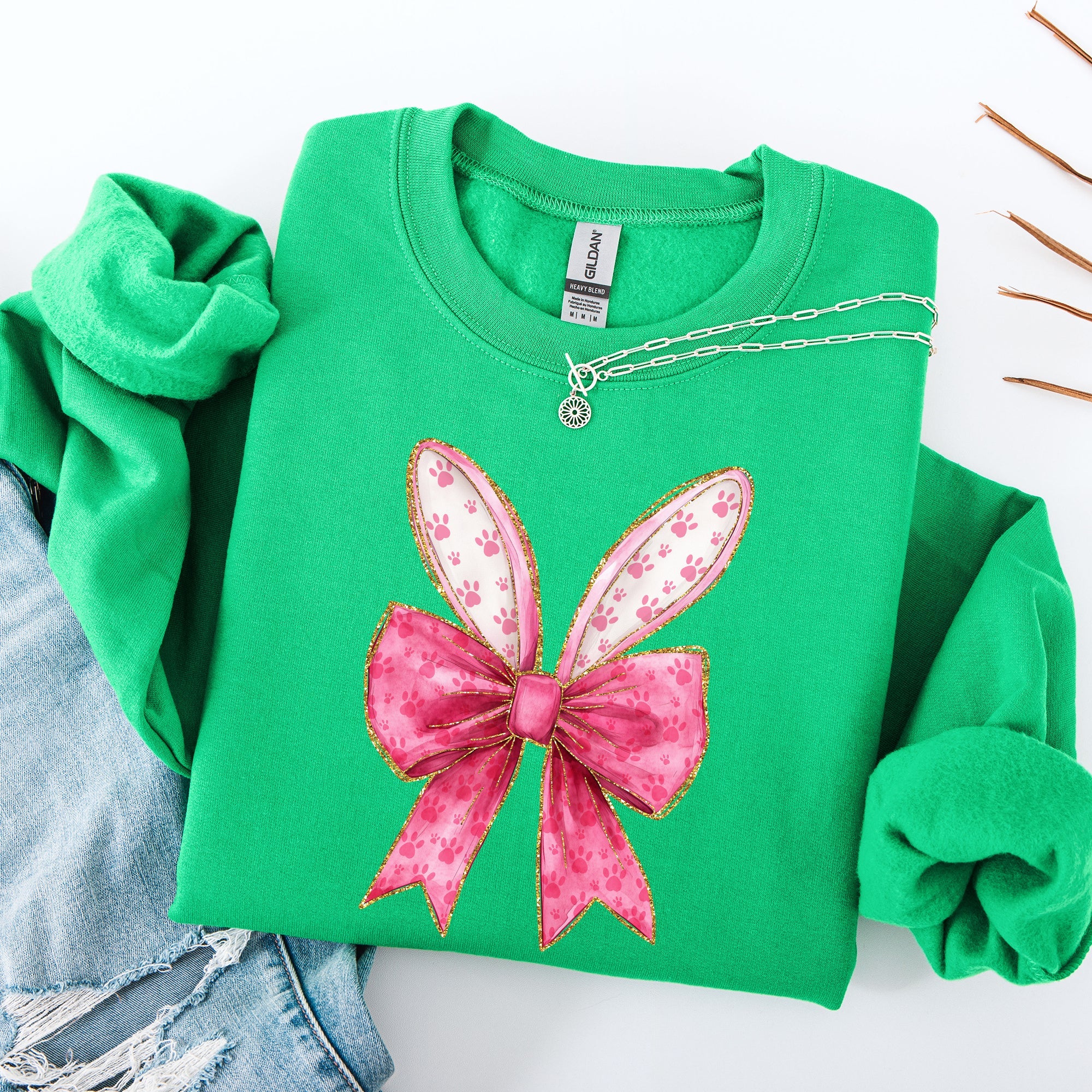 Pink Coquette Easter Bunny Jesus Rabbit Holiday Celebration Deluxe Graphic Sweatshirt