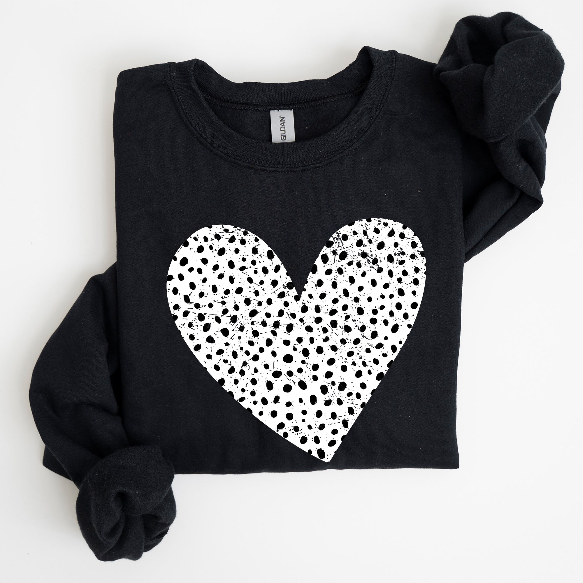 Polka Dot Heart Dalmatian Print Valentine's Day Cozy Autumn Warmth Edition Sweatshirt