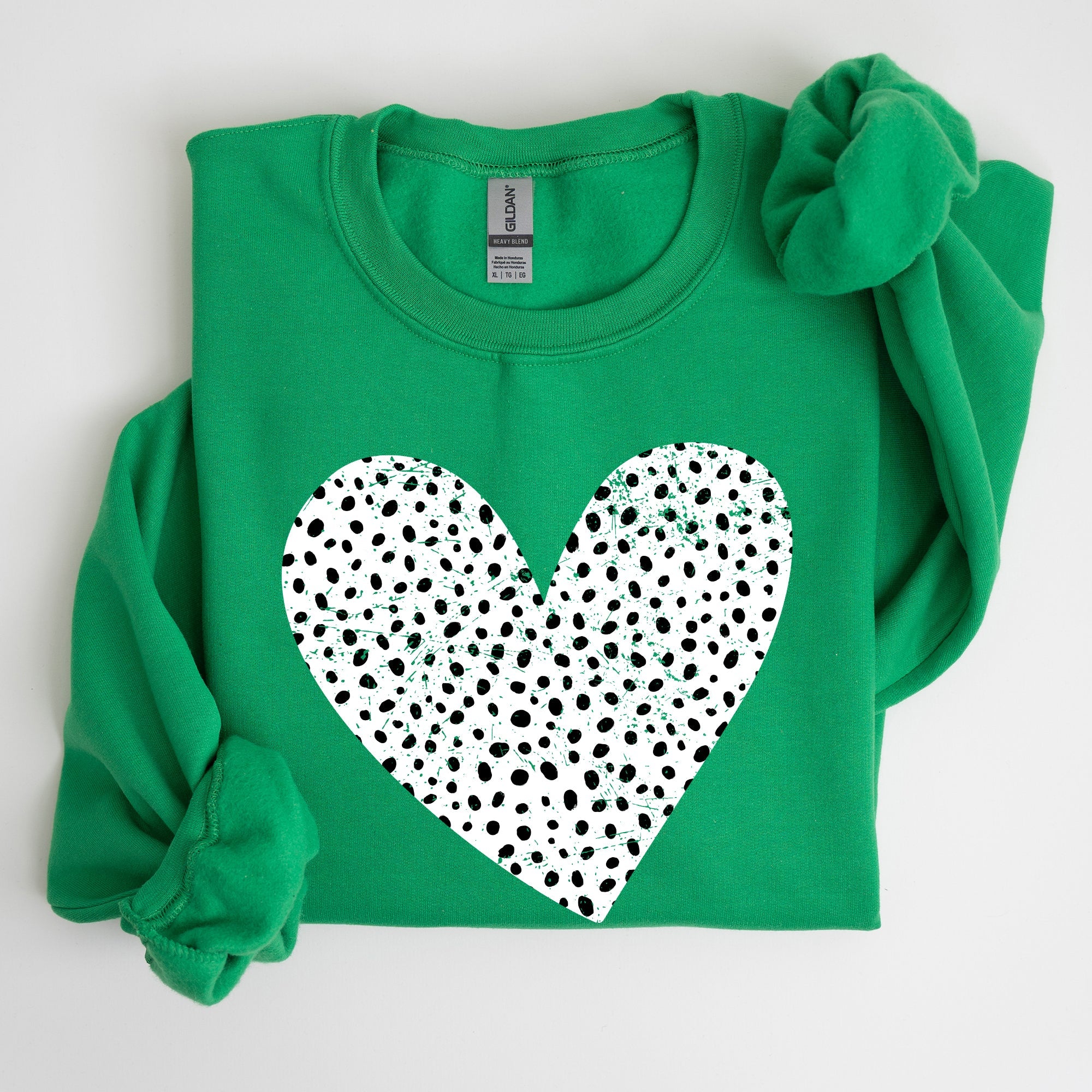 Polka Dot Heart Dalmatian Print Valentine's Day Cozy Autumn Warmth Edition Sweatshirt