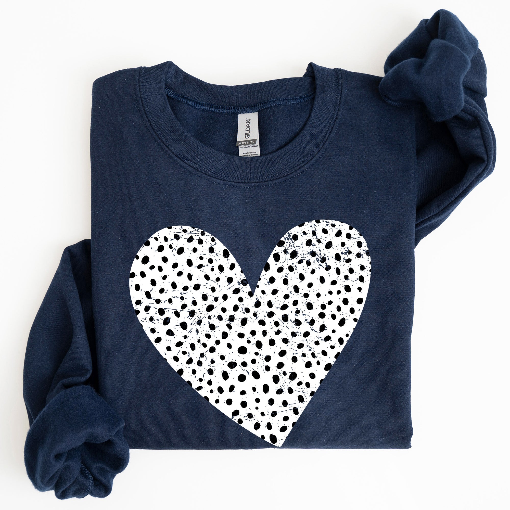Polka Dot Heart Dalmatian Print Valentine's Day Cozy Autumn Warmth Edition Sweatshirt