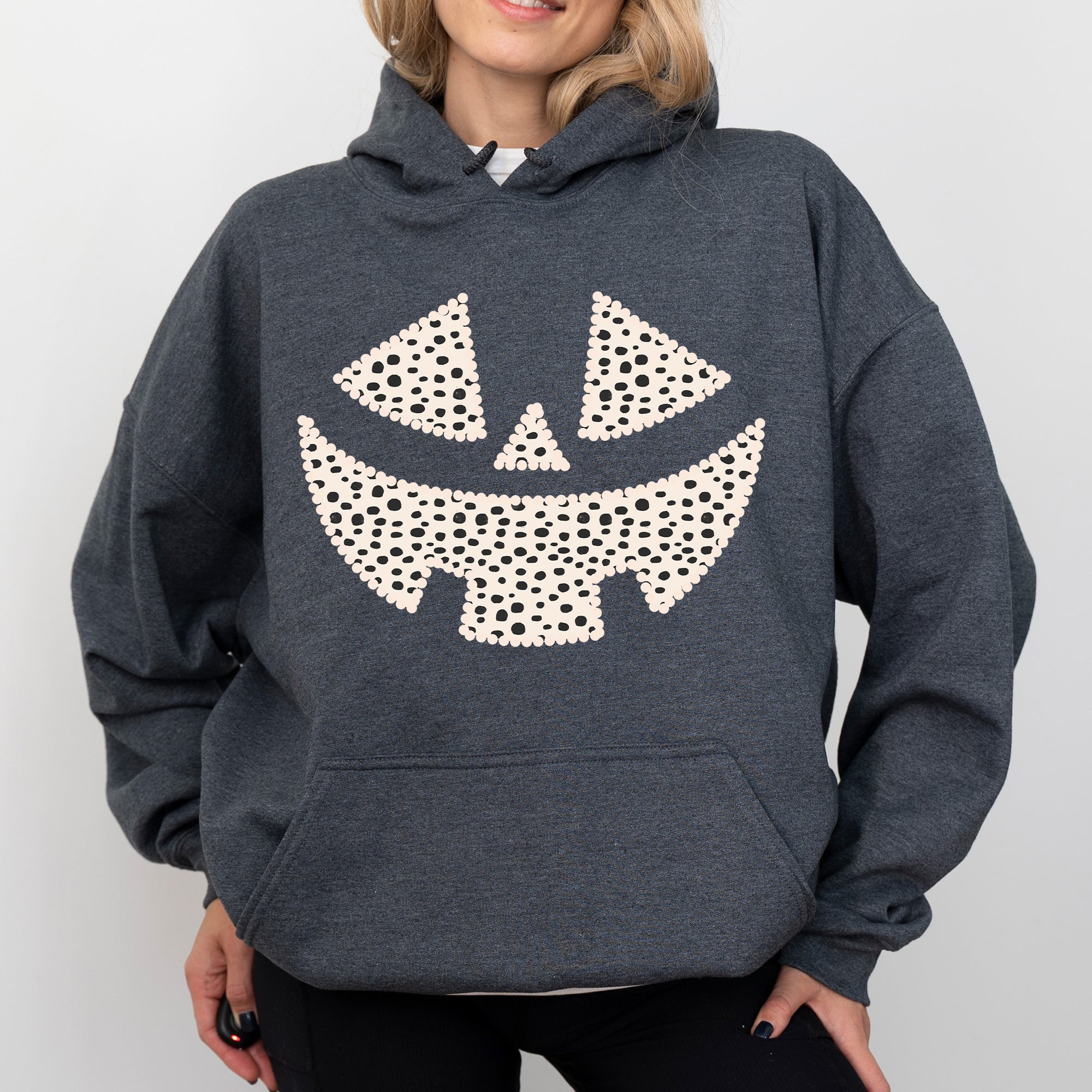 Polka Dot Jack-O-Lantern Dalmatian Pumpkin Halloween Trick Or Treat Witch Hoodie