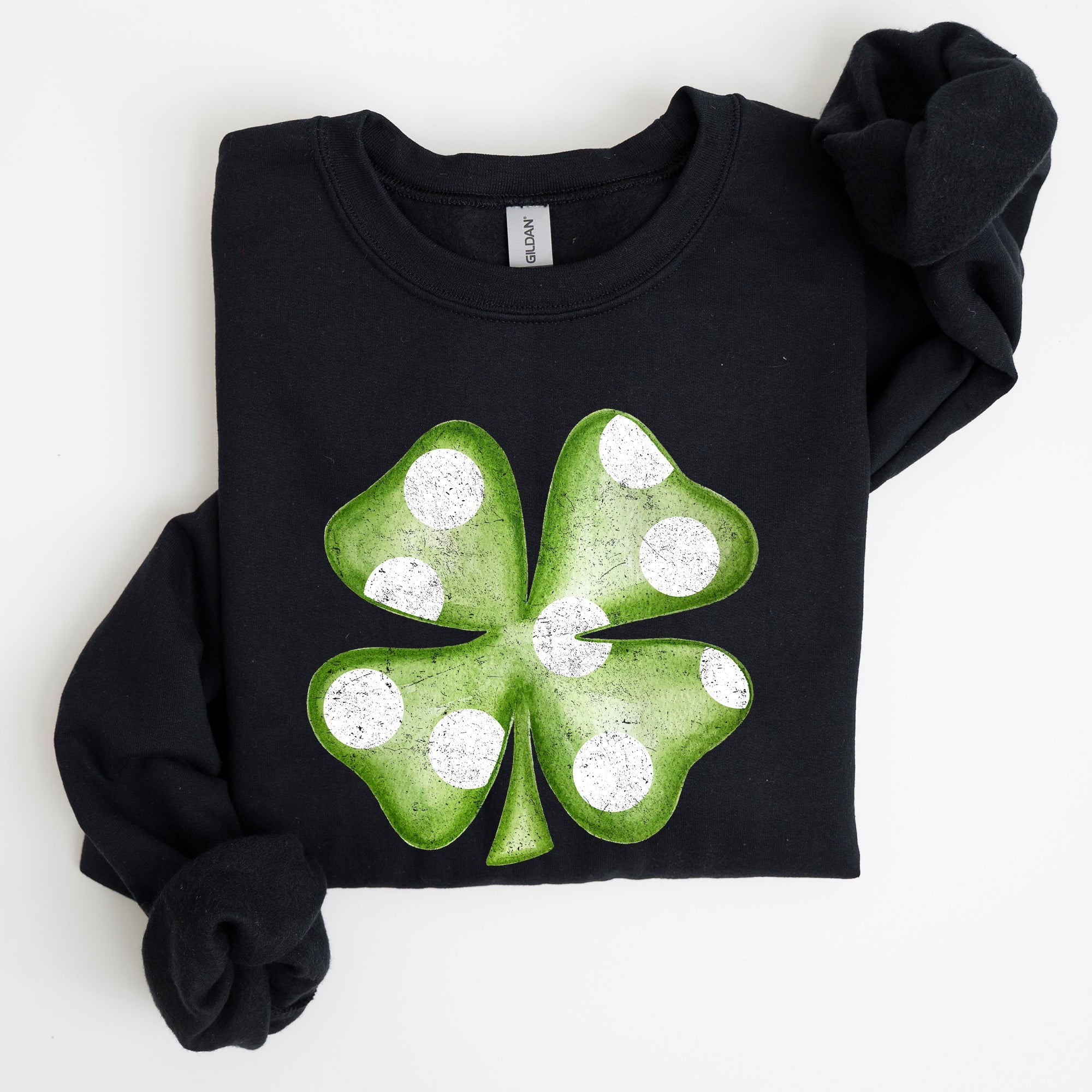 Polka Dot Shamrock St Patrick's Day Celebration Pattern Graphic Festive Irish Pride Sweatshirt