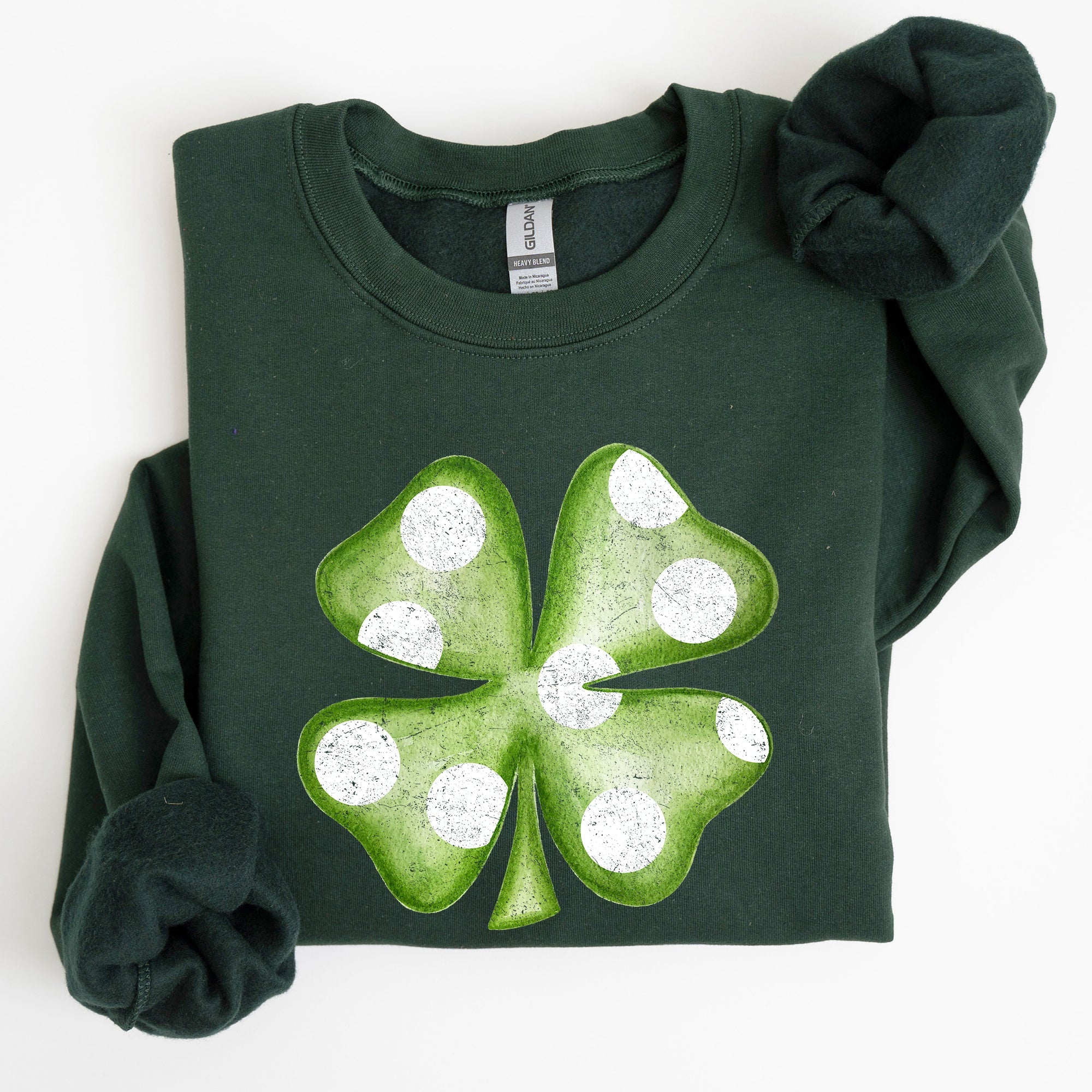 Polka Dot Shamrock St Patrick's Day Celebration Pattern Graphic Festive Irish Pride Sweatshirt