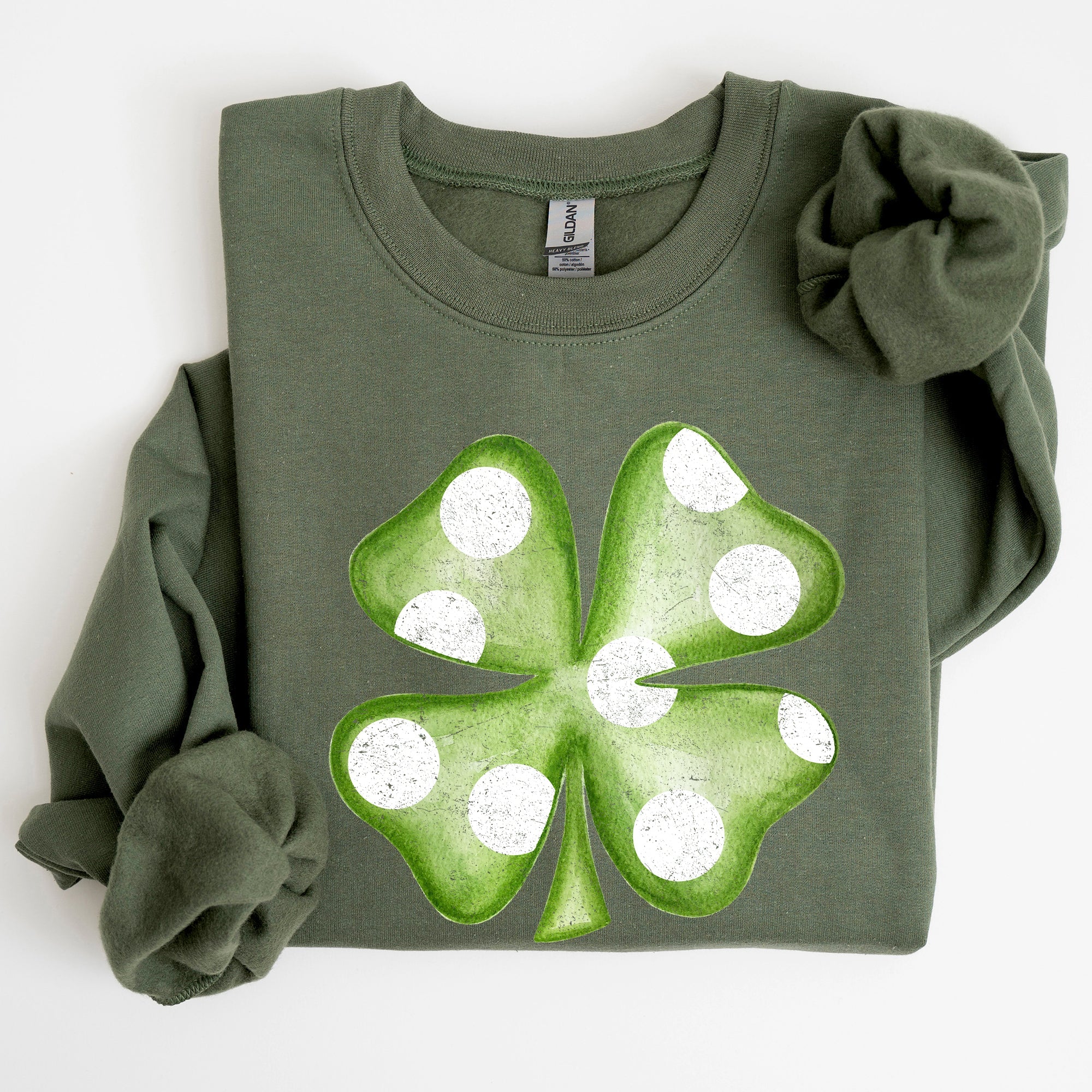 Polka Dot Shamrock St Patrick's Day Celebration Pattern Graphic Festive Irish Pride Sweatshirt