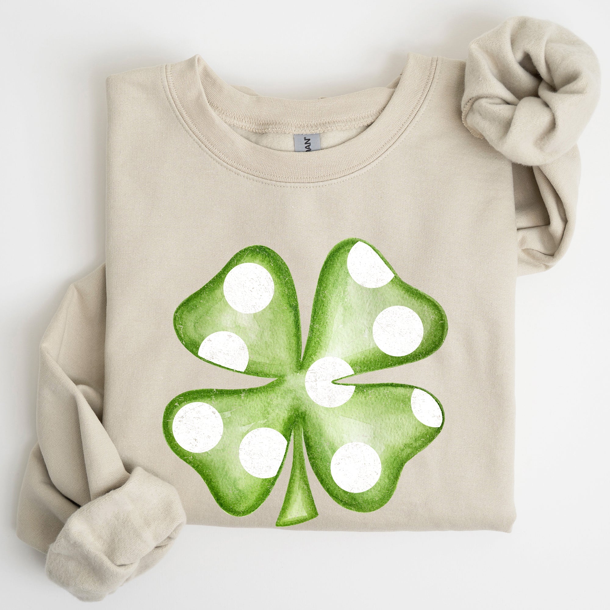 Polka Dot Shamrock St Patrick's Day Celebration Pattern Graphic Festive Irish Pride Sweatshirt