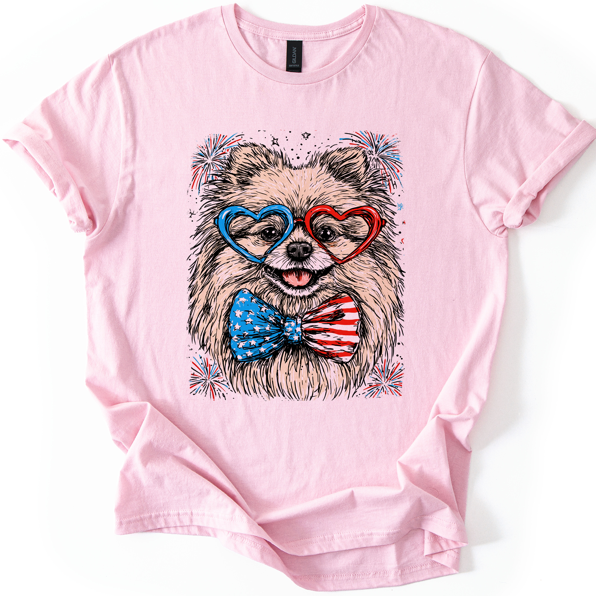 Pomeranian Patriotic Dog USA Flag Lover 4th Of July Celebration For Pet Lovers Graphic Tee