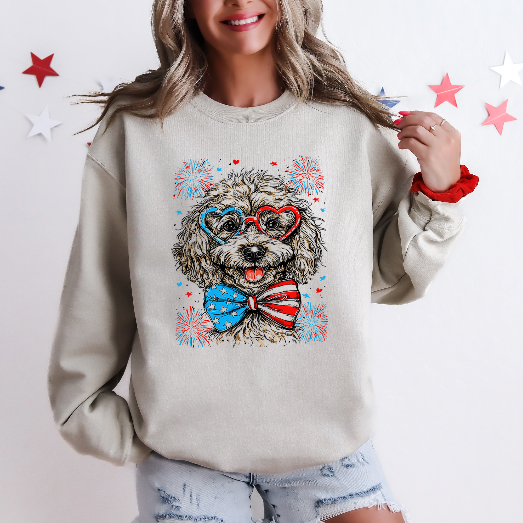 Poodle Patriotic Dog USA Independence Day Celebration 4th of July Pet Lover Sweatshirt